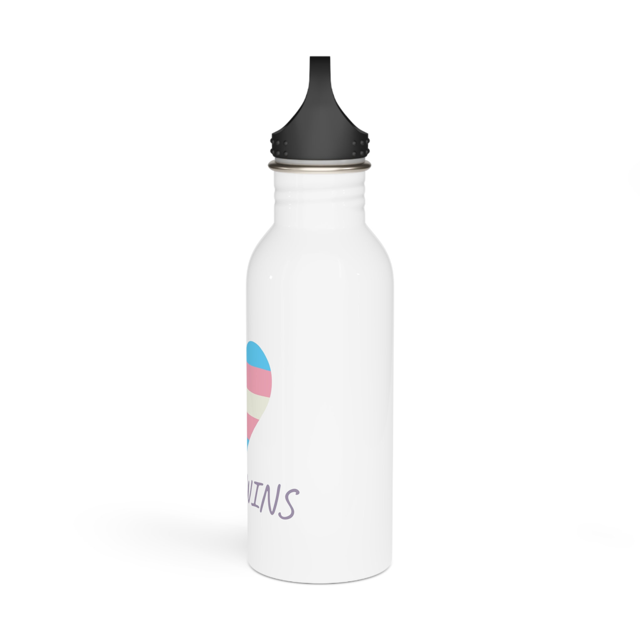 Colorful Heart Shape Transgender Pride Flag Happy Pride Day Lgbtqia Community Pride Month Vector Hand Drawn Doodle Posters Stickers Logo Cards Stainless Steel Water Bottle - Image 4