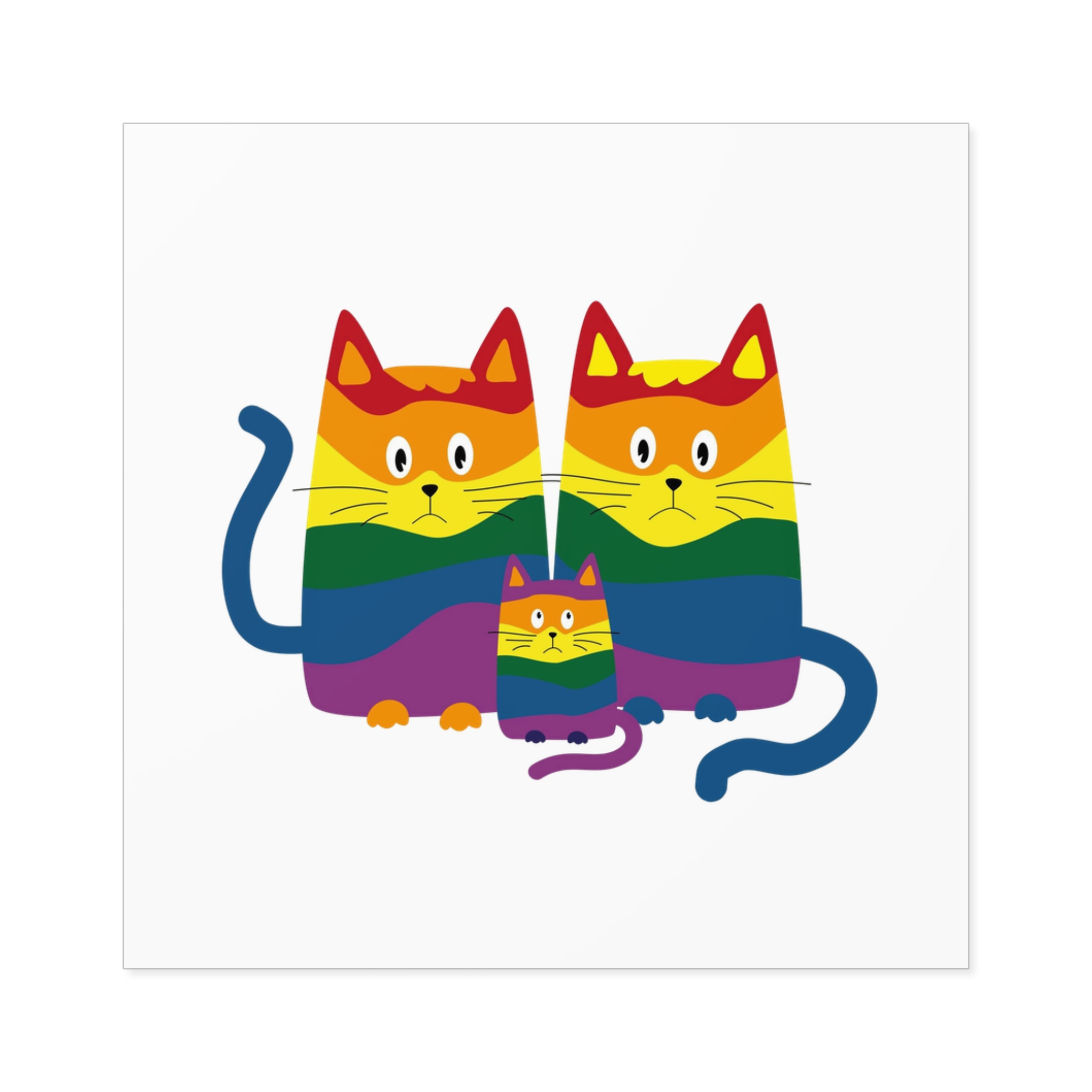 Lgbt Cats Samesex Love Like Everyone Else Cute Cartoon Cats Vector Copyspace Laminate Stickers Square - Image 17