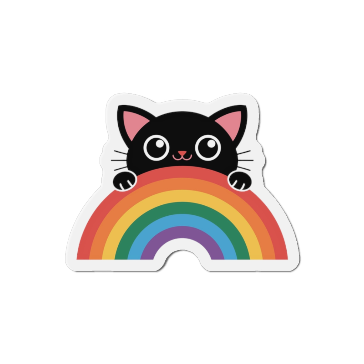Black Cat With Rainbow Icon Pride Pet Design Vector Illustration Die Cut Magnets