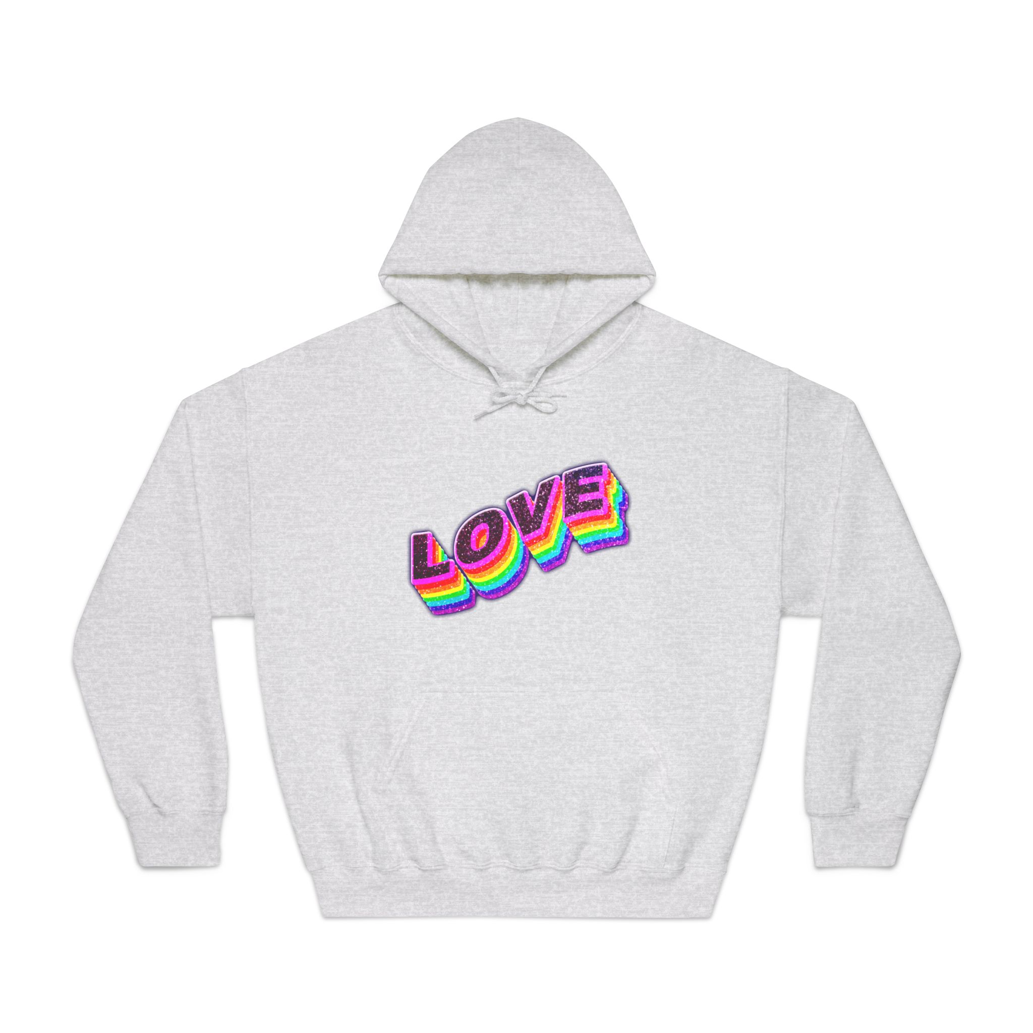 Love Png Word Rainbow Typography Unisex Dryblend Hooded Sweatshirt - Image 5