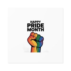 Happy Pride Month With Rainbow Fist Laminate Stickers Square