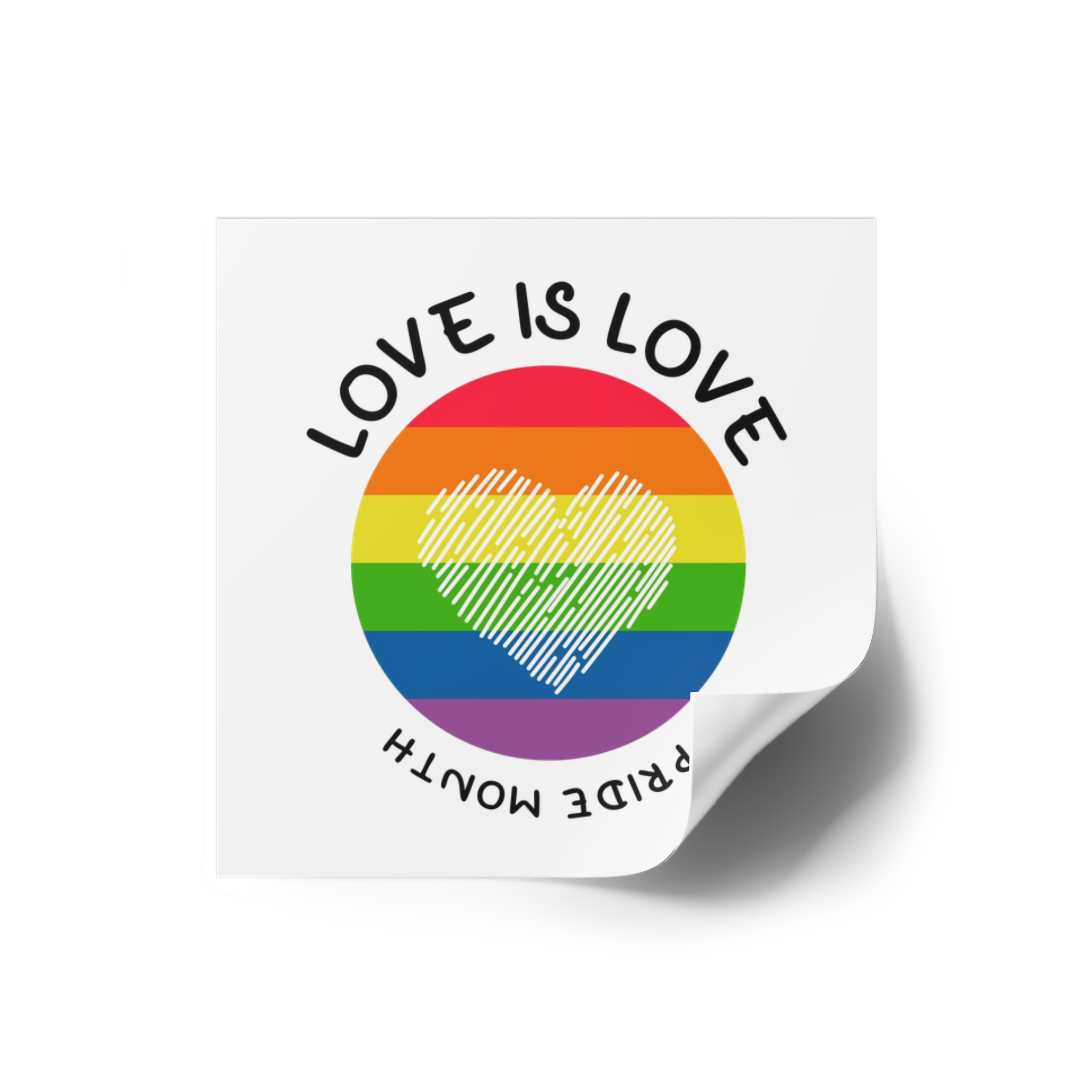 Lgbt Pride Month Love Is Love Lgbtq Symbol With Lgbt Pride Round Rainbow Flag With Heart Gay Pride Laminate Stickers Square - Image 10