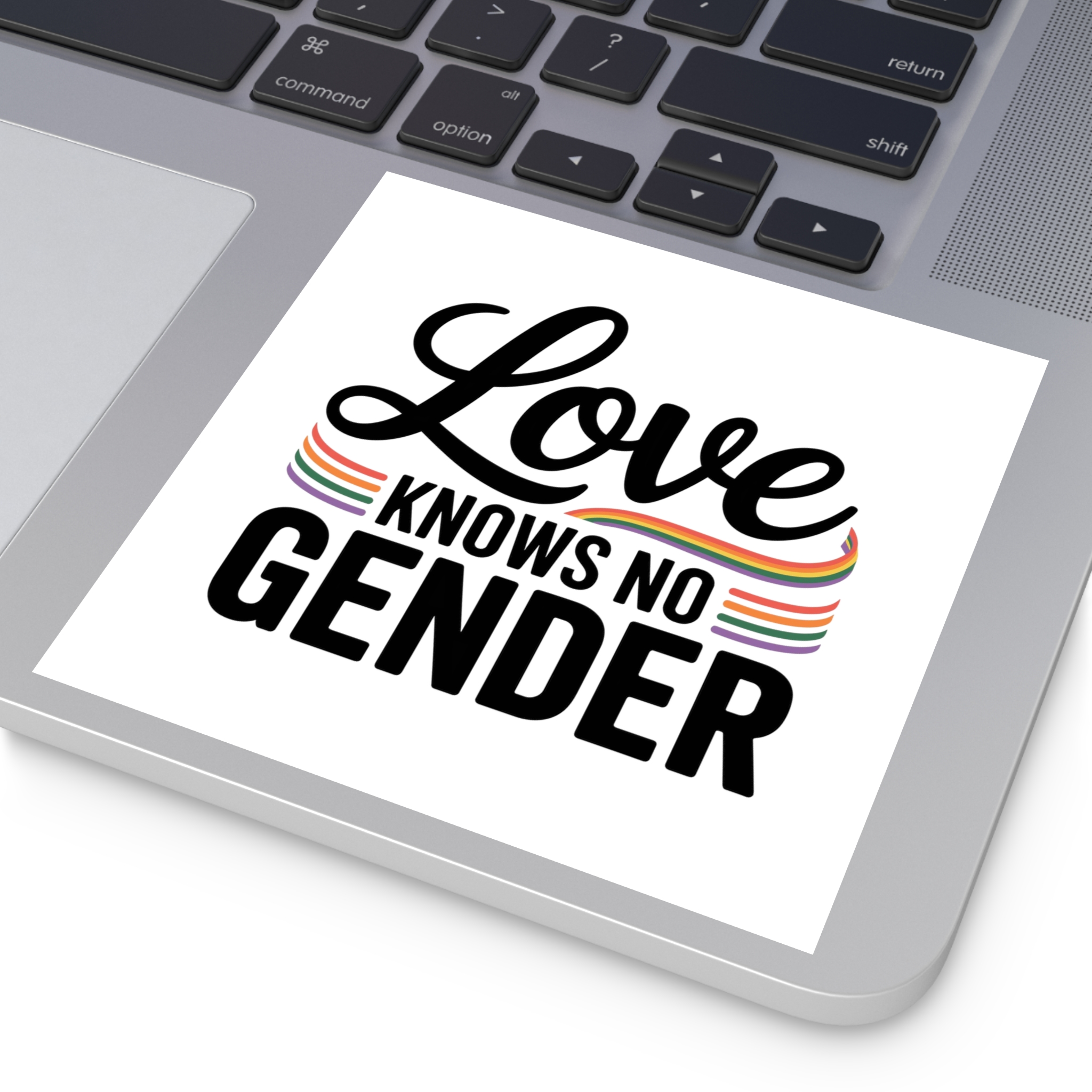 Love Knows No Gender T Shirt Design Isolated White Background 2 Laminate Stickers Square - Image 35