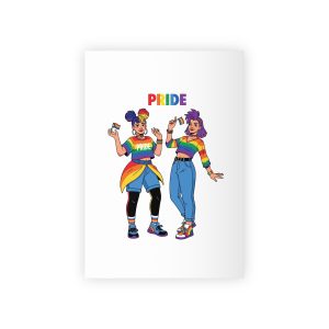 Two Diverse Young Women Celebrate Pride Month With Rainbow Flags Colorful Attire Gift Wrapping Paper Rolls 1pc