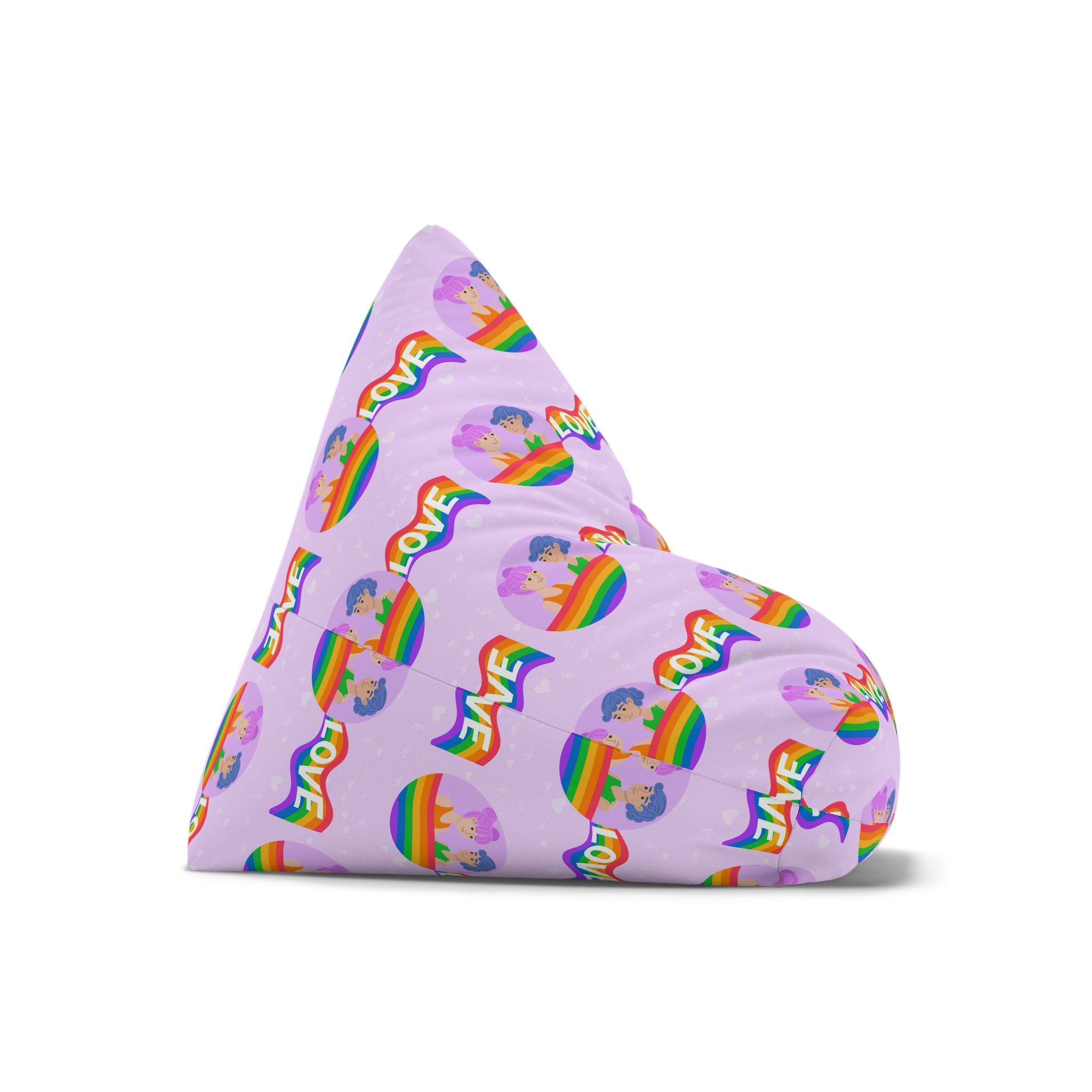 Joyful Group Holding Waving Pride Flag Bean Bag Chair Cover - Image 7