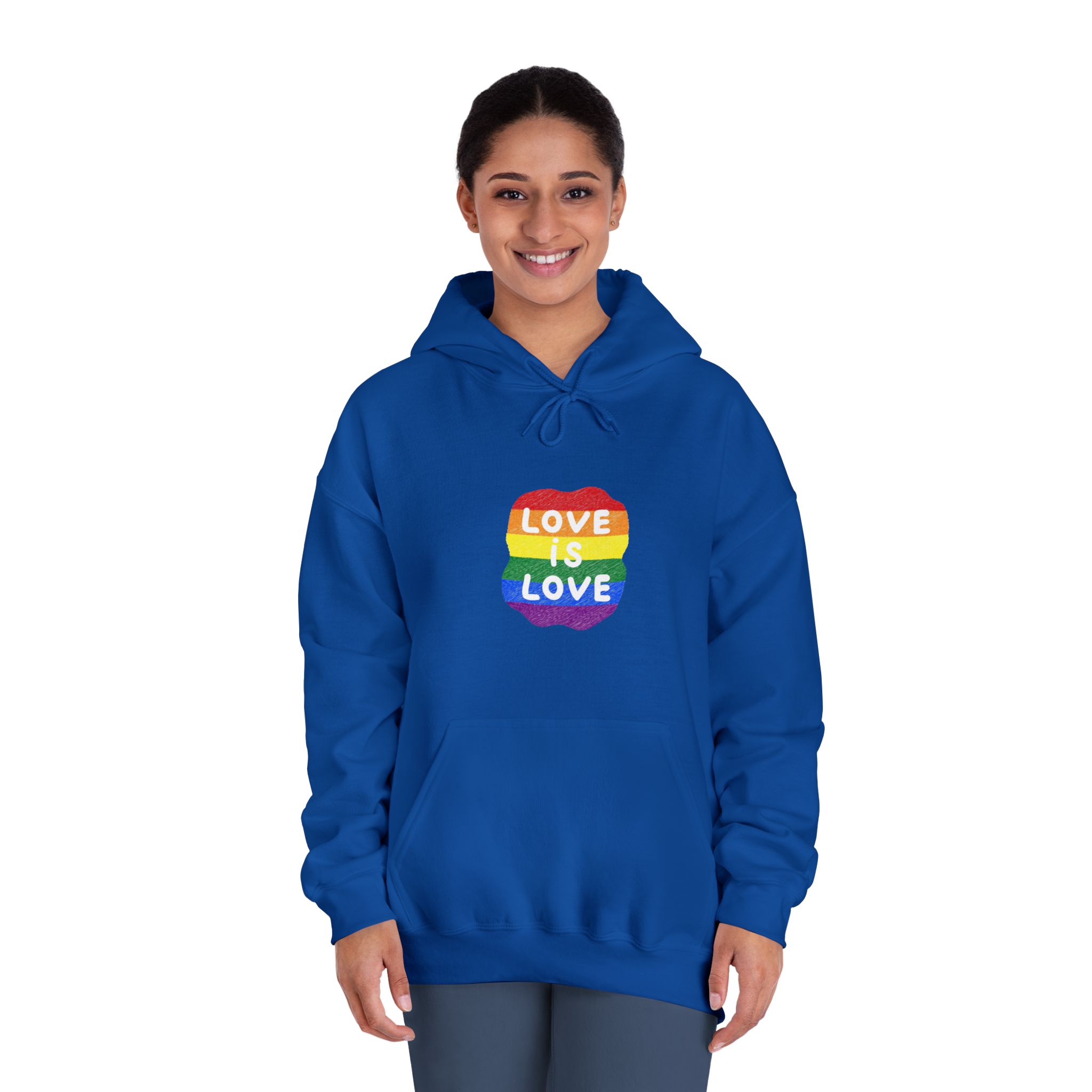 Love Is Love Lgbtq Pride Rainbow Poster Slogan Unisex Dryblend Hooded Sweatshirt - Image 28