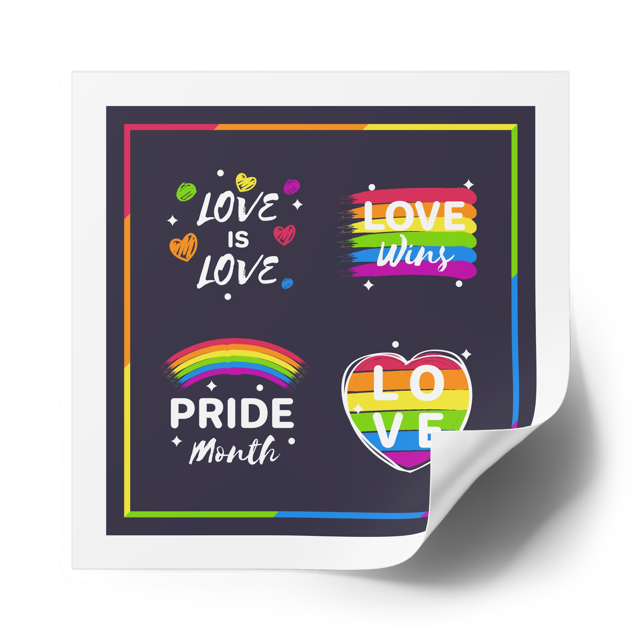 Pride Day Badges Set Laminate Stickers Square - Image 62
