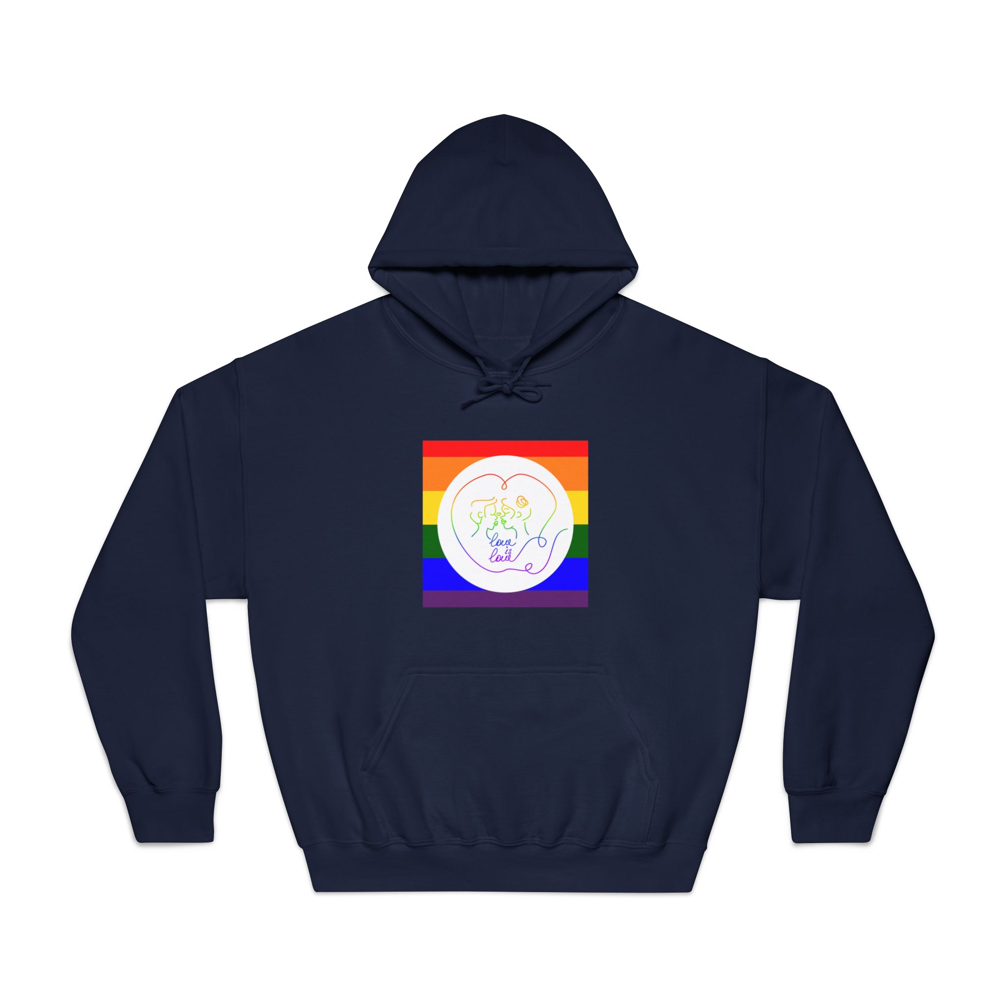 Poster With Kissing Woman Hand Lettering Love Is Love Theme Month Pride Lgbtq Love Background Unisex Dryblend Hooded Sweatshirt - Image 29
