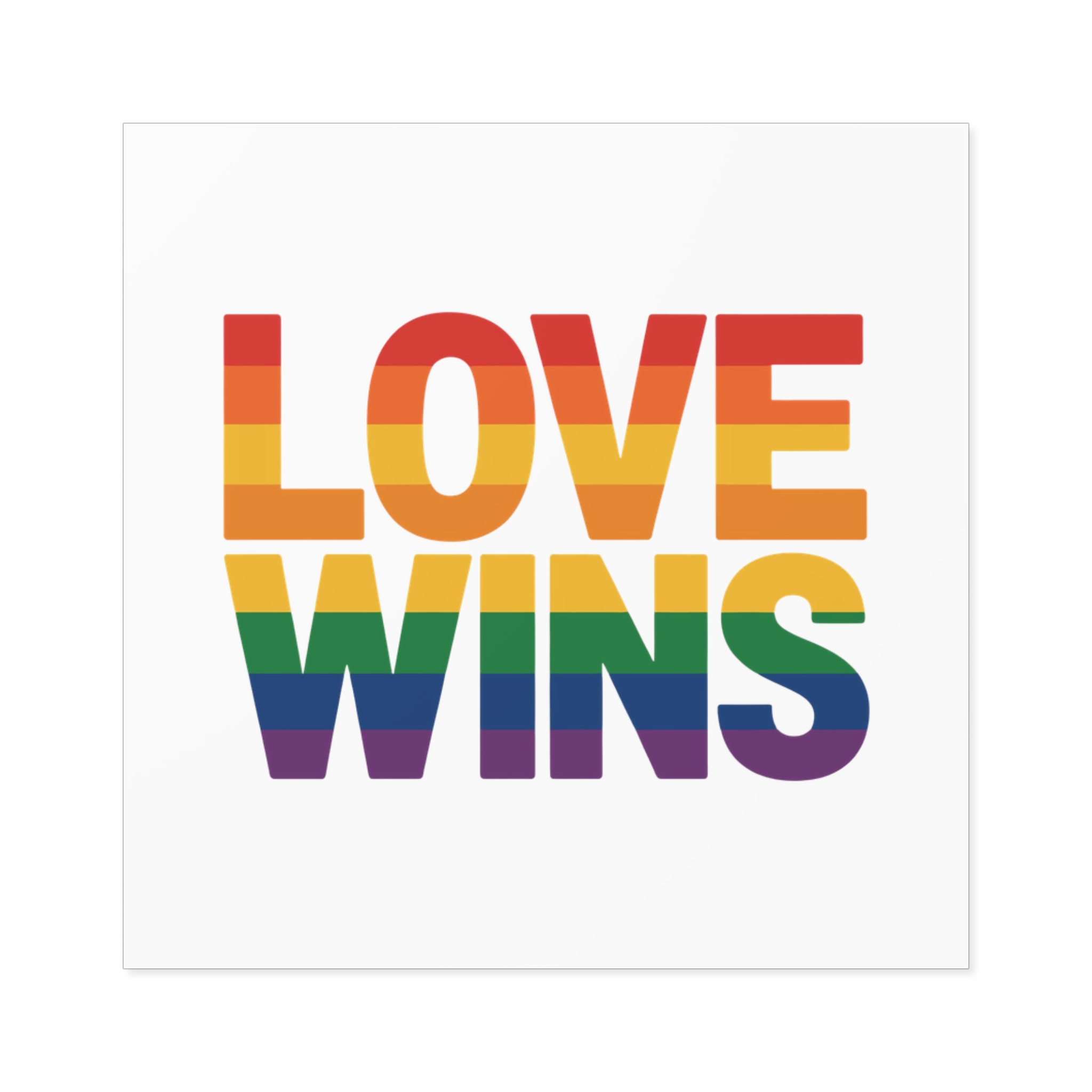 Love Wins Rainbow Pride Message Laminate Stickers Square - Image 25