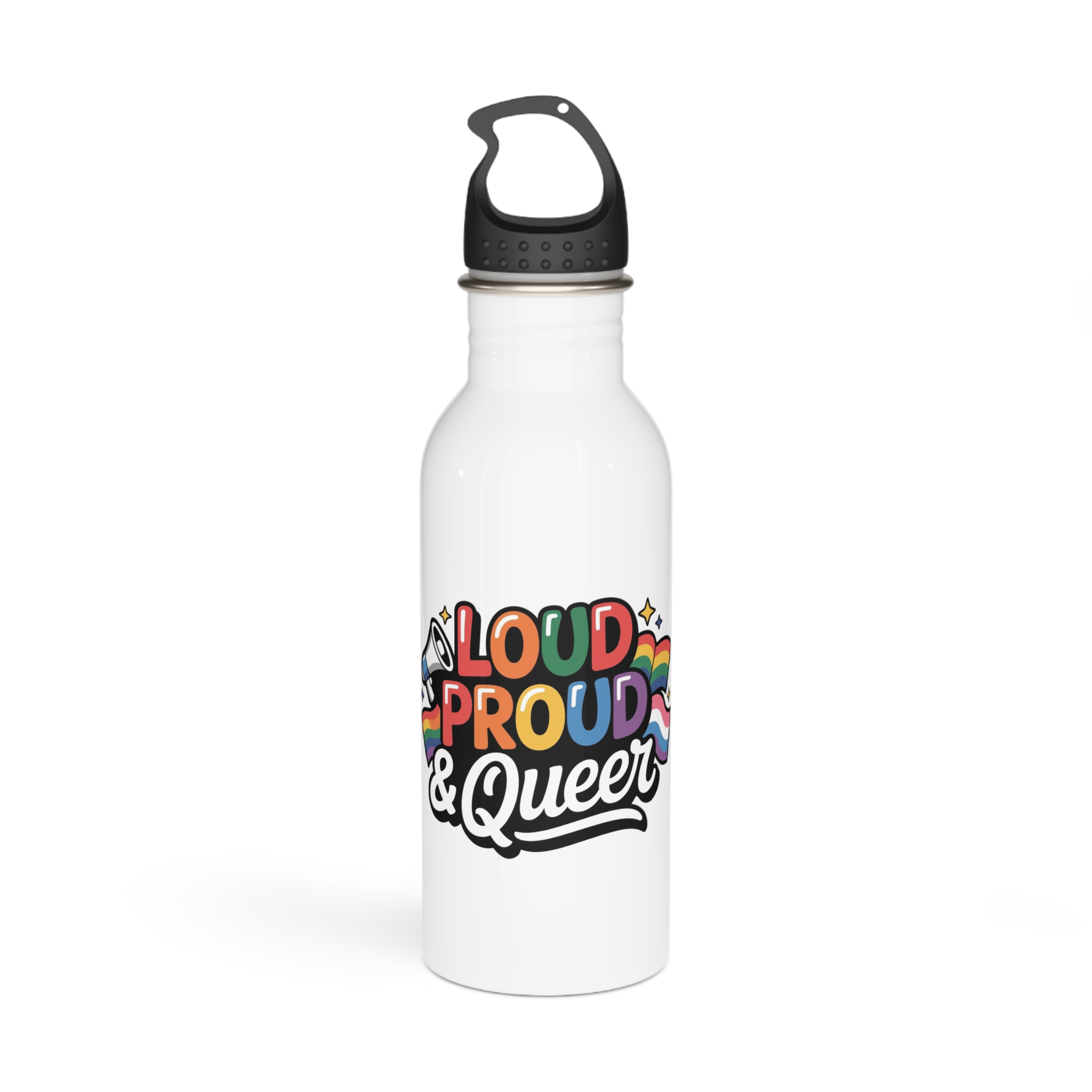 Loud Proud Queer T Shirt Design Isolated White Background 3 Stainless Steel Water Bottle