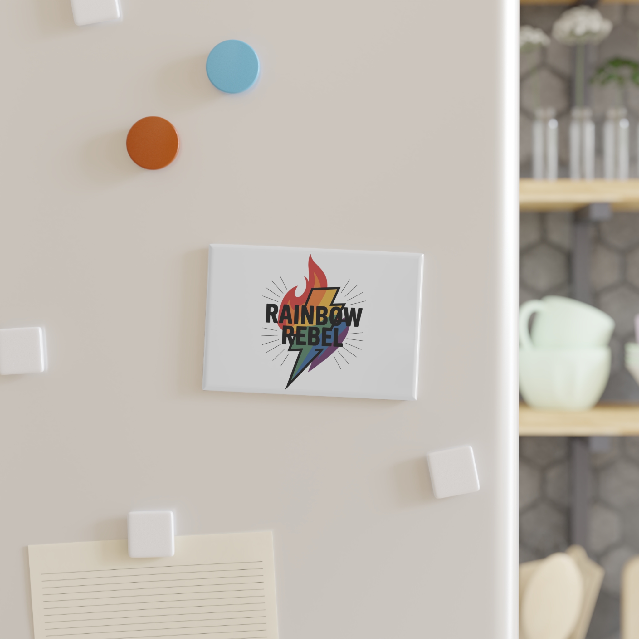 Rainbow Rebel T Shirt Design Isolated White Background 2 Button Magnet Rectangle 1 And 10 Pcs - Image 3