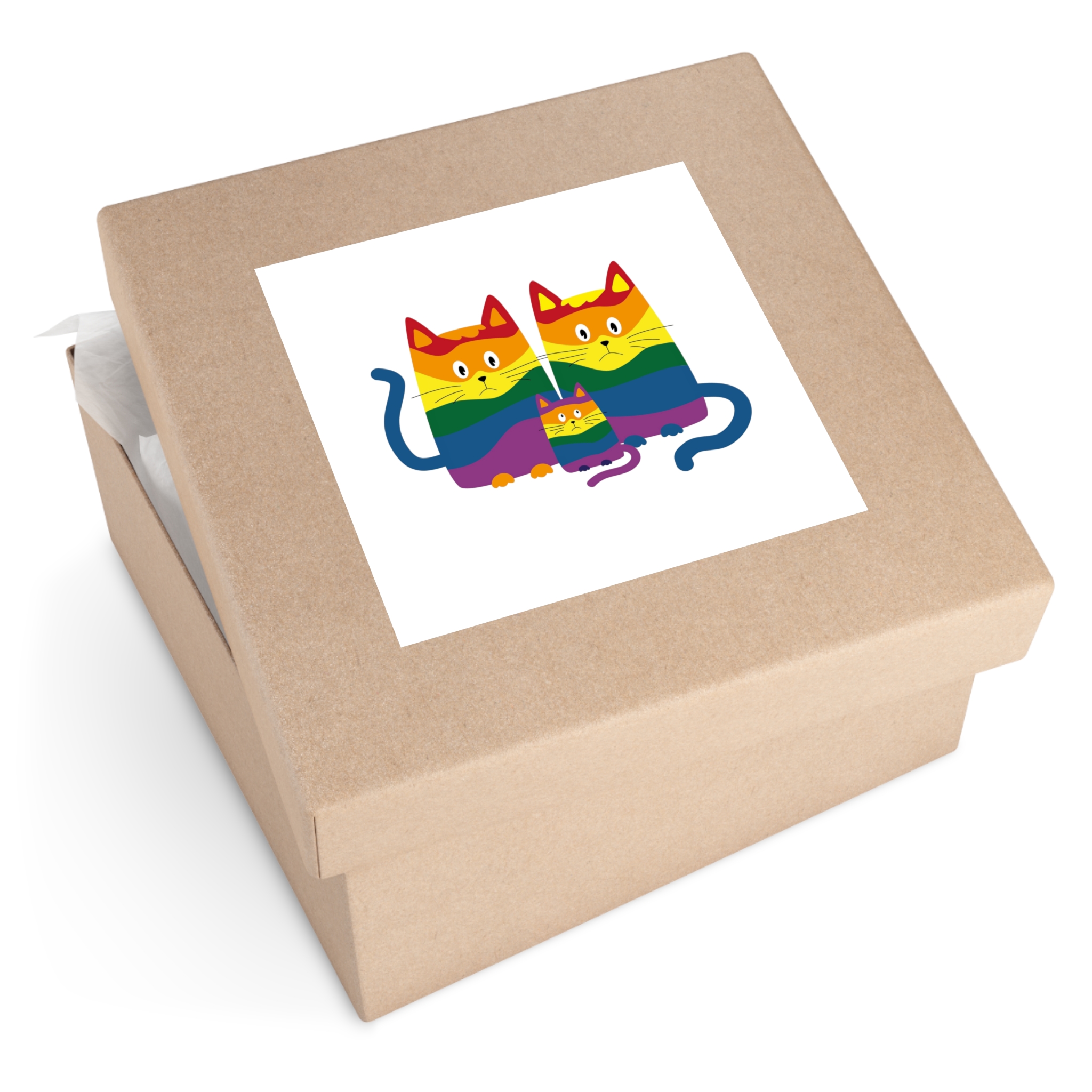 Lgbt Cats Samesex Love Like Everyone Else Cute Cartoon Cats Vector Copyspace Laminate Stickers Square - Image 55