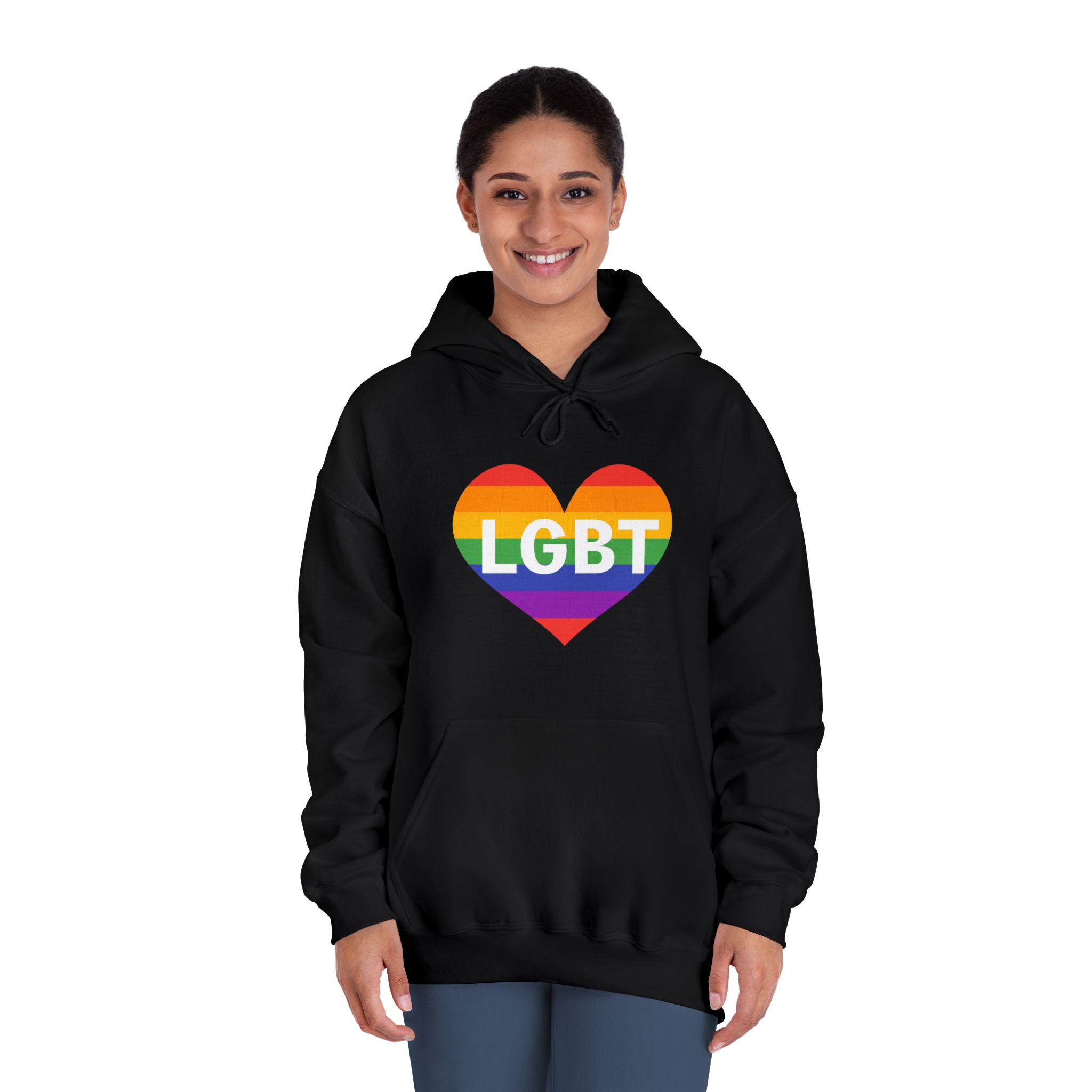 Lgbt Rainbow Colors Heart Mark Lgbt Letters Unisex Dryblend Hooded Sweatshirt - Image 12