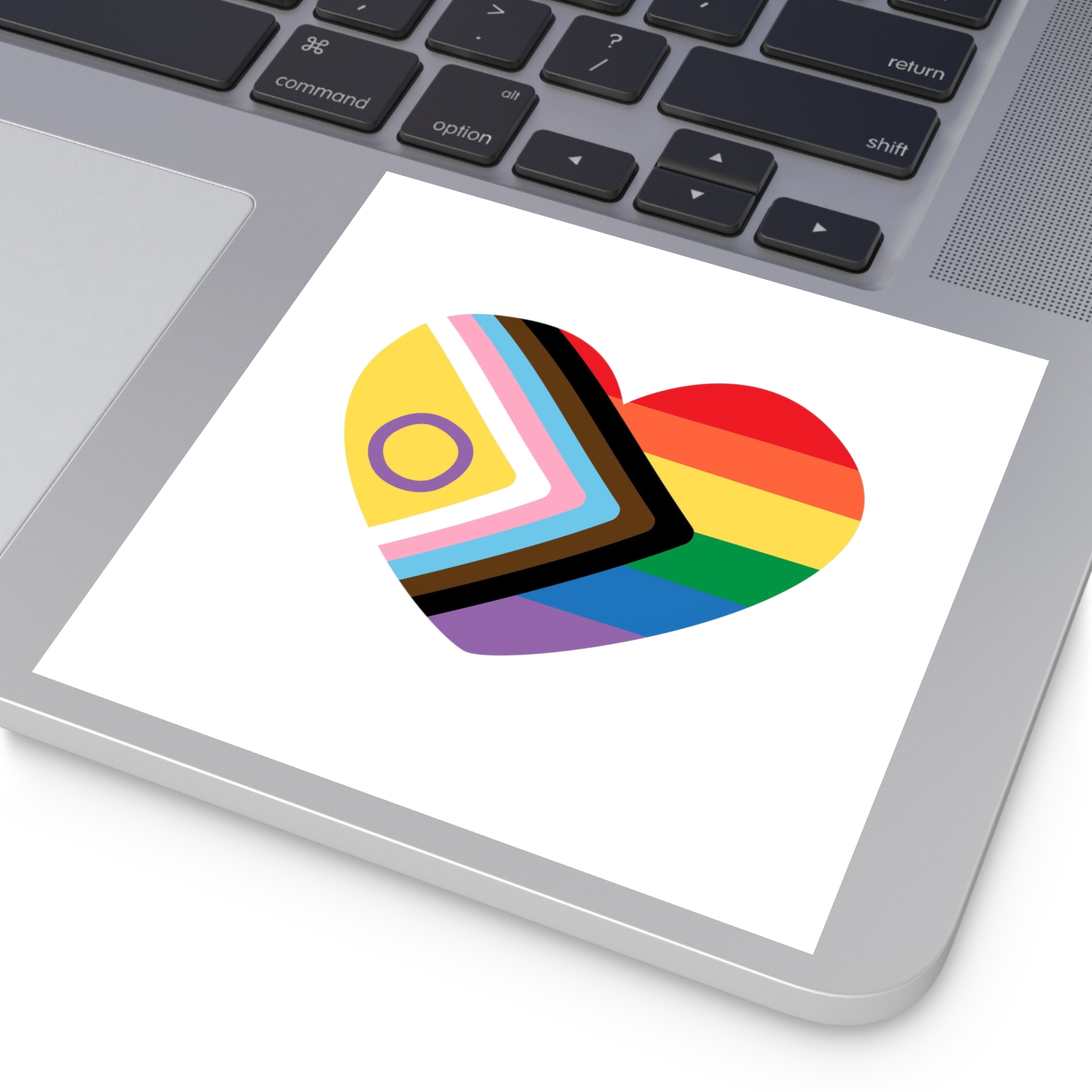 Inclusive Love Progress Pride Flag Heart Symbol Laminate Stickers Square - Image 47