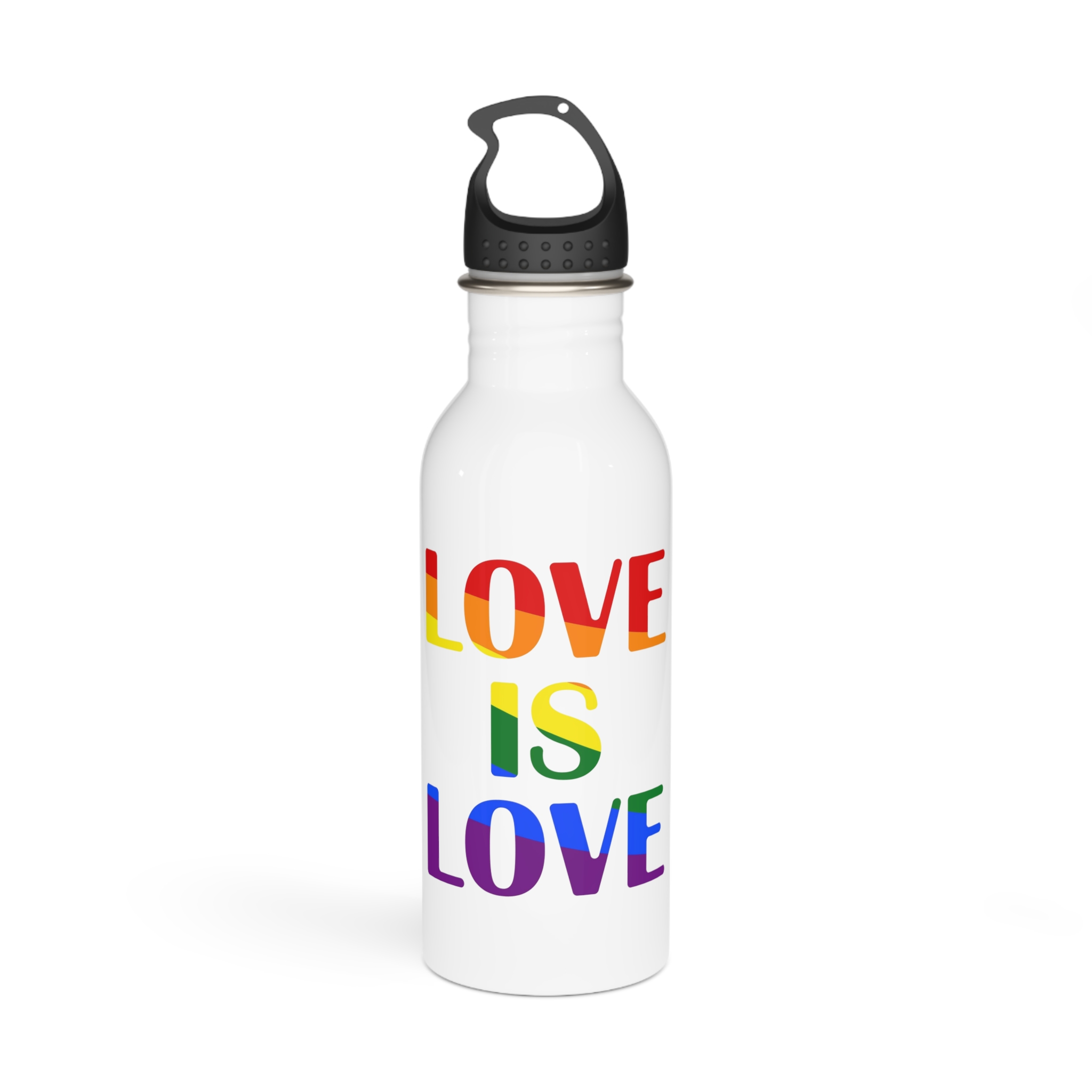 Love Is Love With Rainbow Colors Slogan Typography Banner Stainless Steel Water Bottle