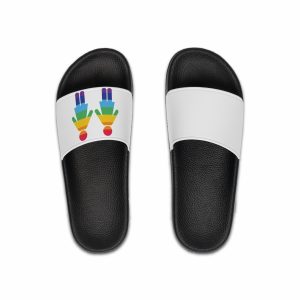 Lgbt Pride Two Lesbians Vector Icon Rainbow Colors Vector Illustration Mens Slide Sandals