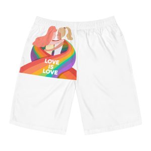 Girls Holding Pride Day Flag Mens Board Shorts Aop
