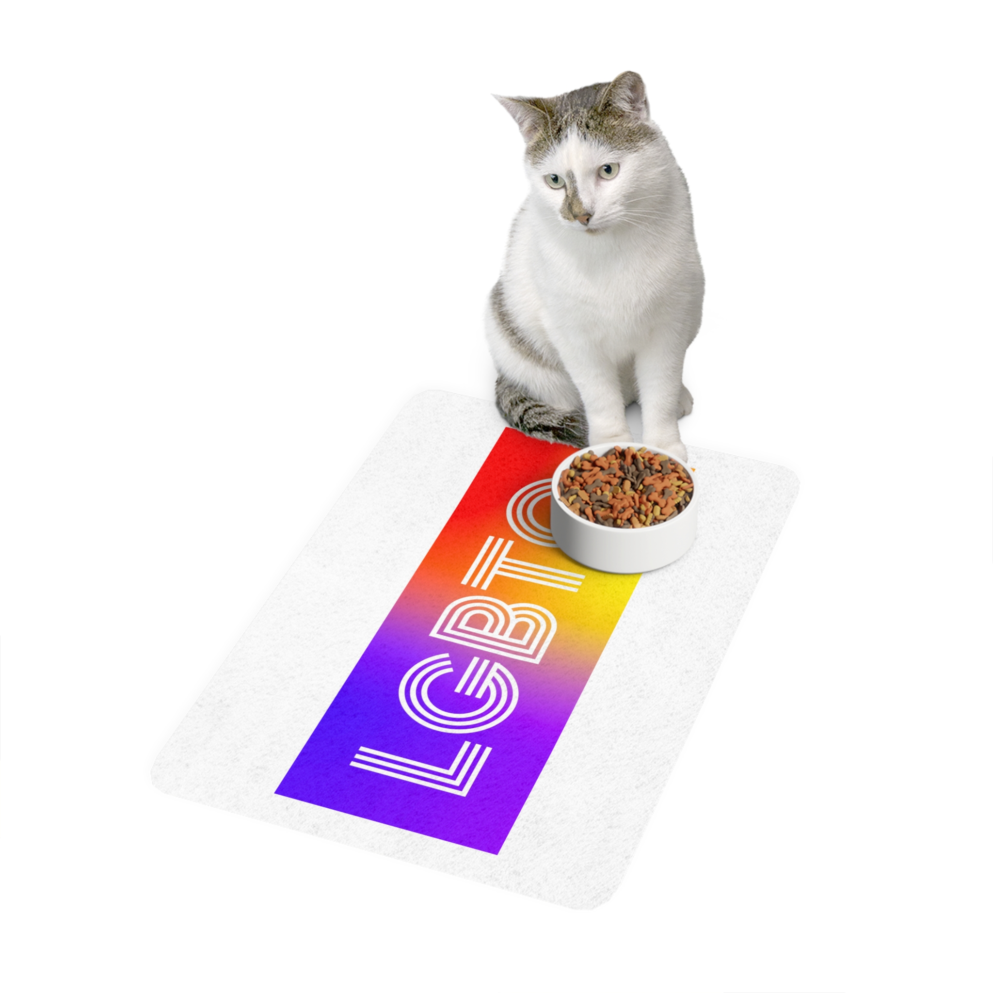 Lgbtq Typography With Rainbow Gradient Background Colorful Vibrant Pride Concept Poster Banner Pet Food Mat 12x18 - Image 3
