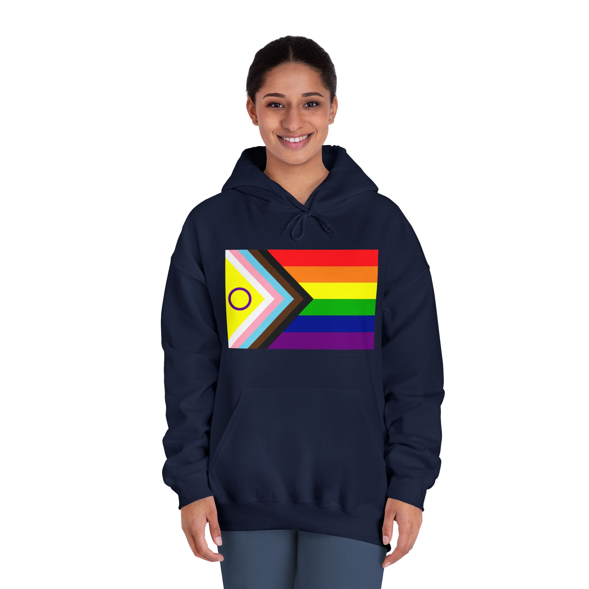 Lgbtq Pride Flag New Lgbtq Pride Flag Vector Updated Intersex Inclusive Progress Pride Flag Unisex Dryblend Hooded Sweatshirt - Image 32