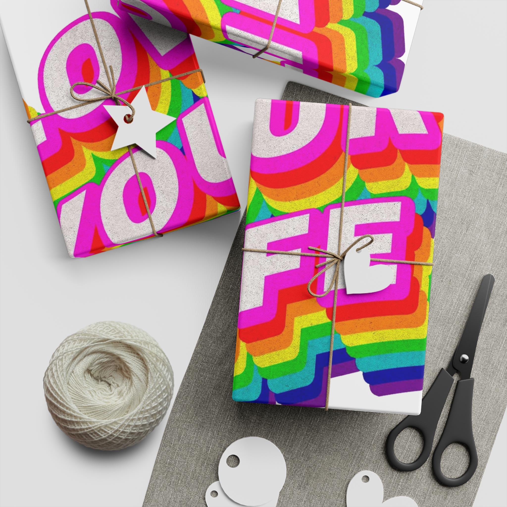 Rainbow Word Love Your Life Typography Design Element Gift Wrapping Paper Sheets 1pc - Image 2