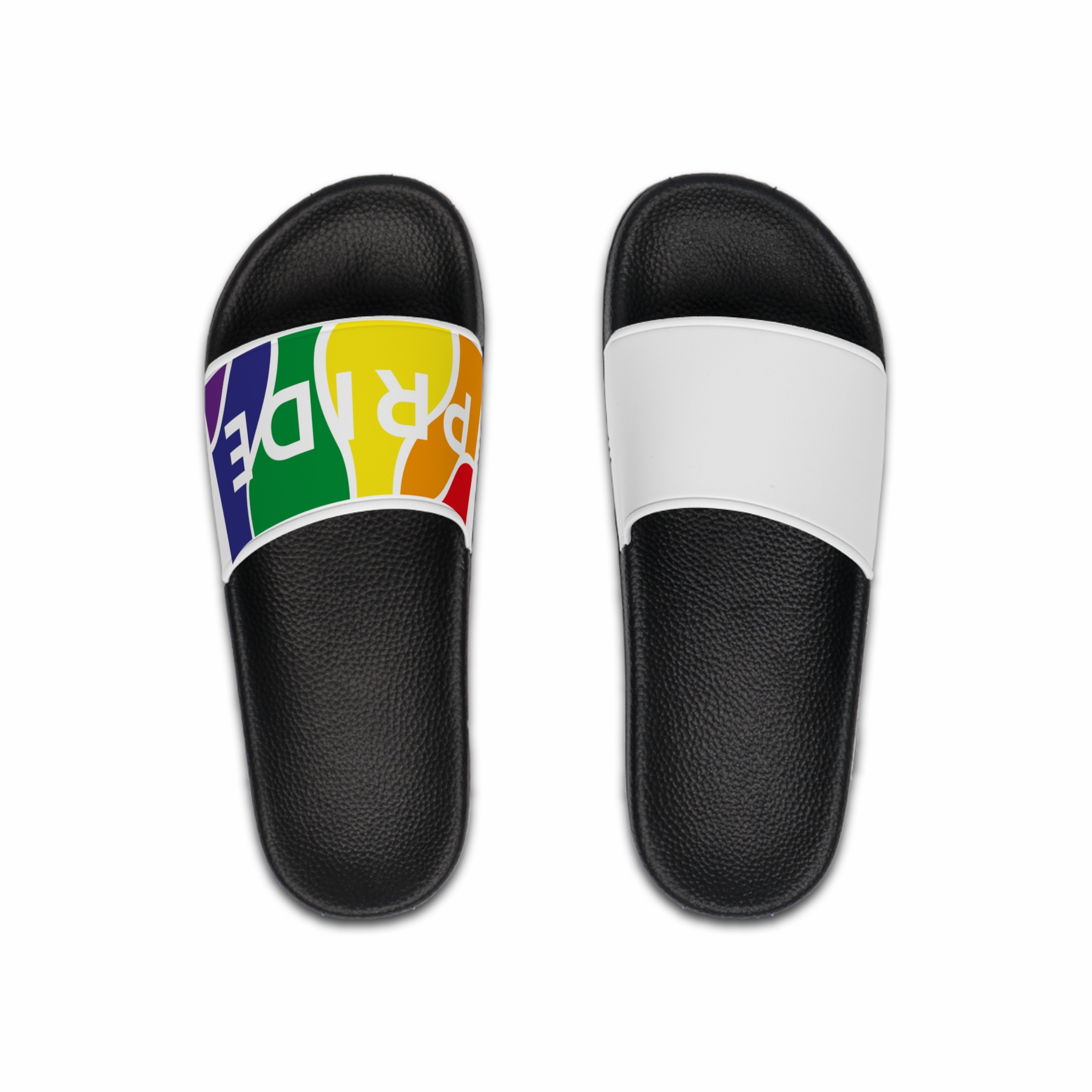 Gay Pride Month Colors Lgbtq Rainbow Background Tolerance Festival Mens Slide Sandals