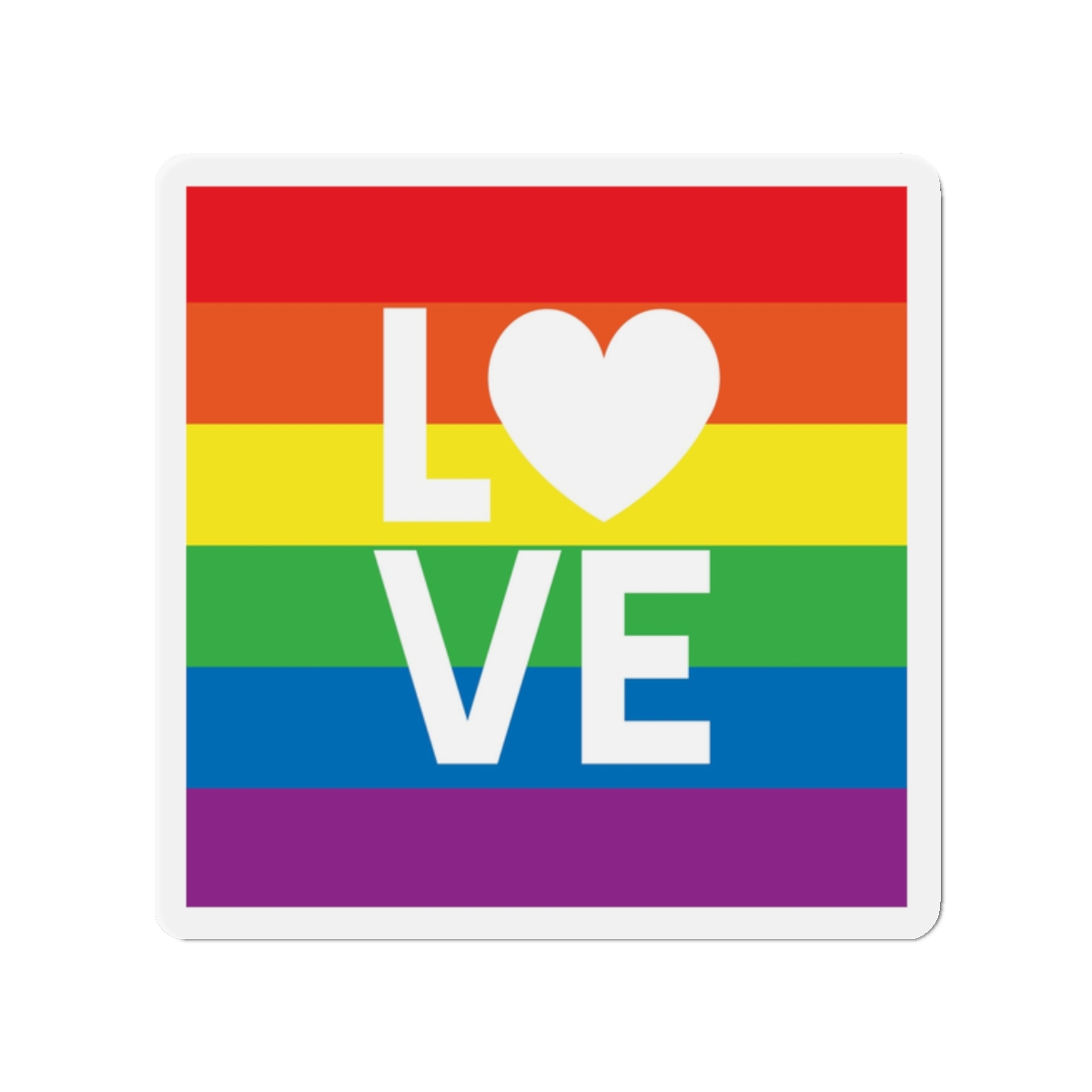 Love Lgbt Heart Squere White Die Cut Magnets