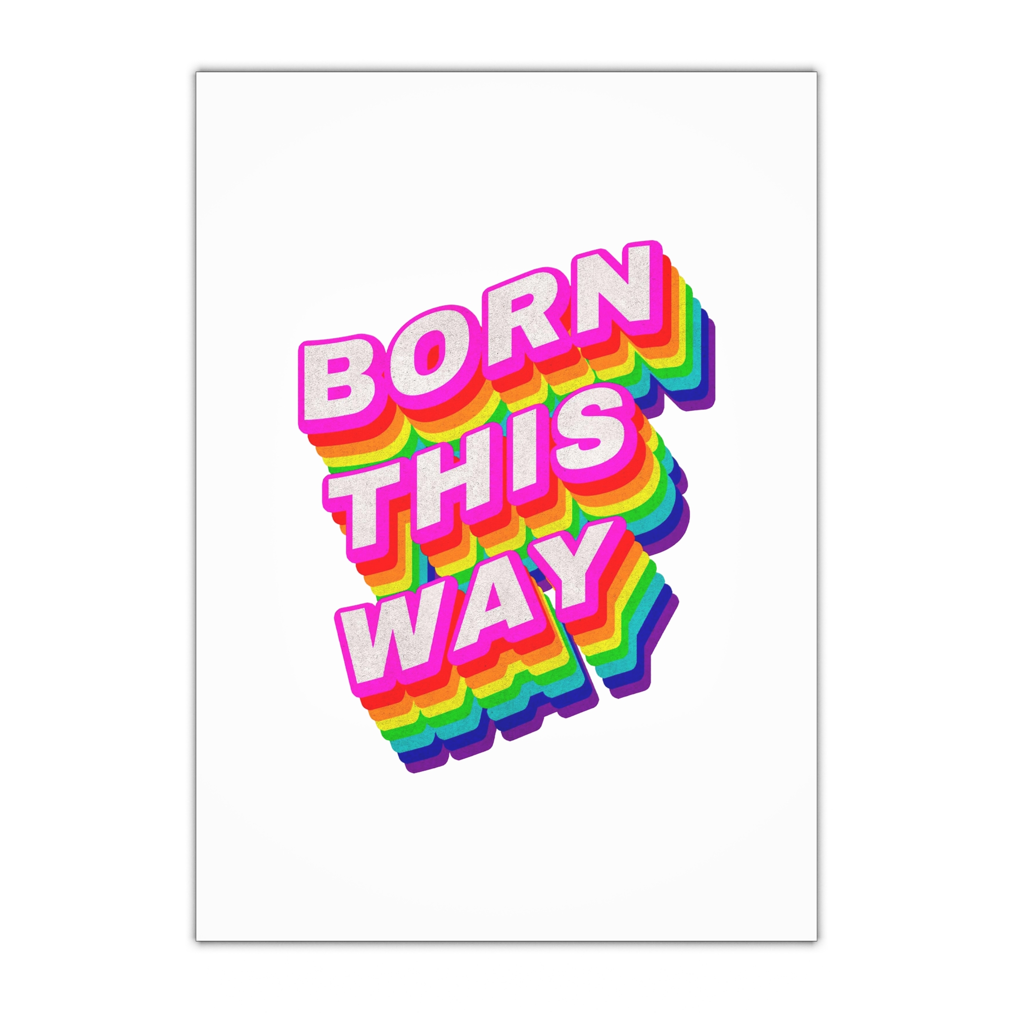 Rainbow Word Born This Way Typography Design Element Gift Wrapping Paper Sheets 1pc