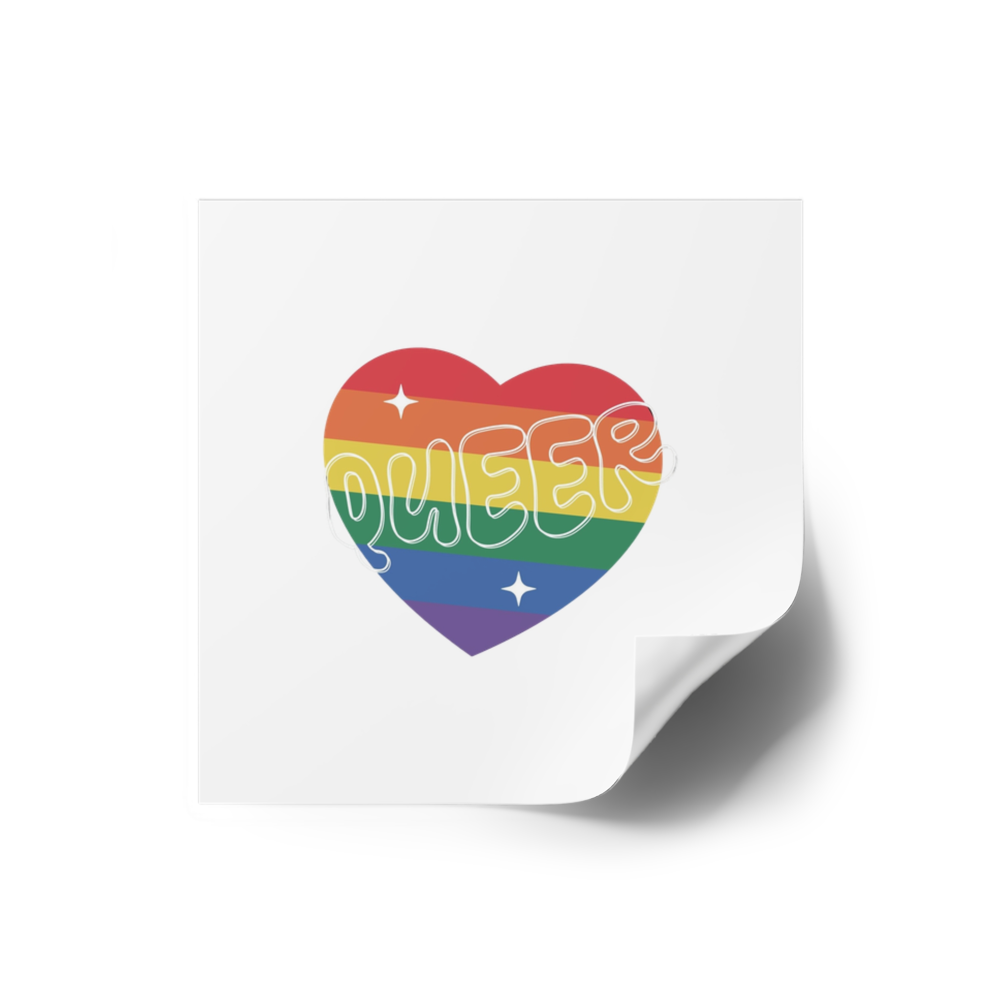 Queer Pride Heart Laminate Stickers Square - Image 2