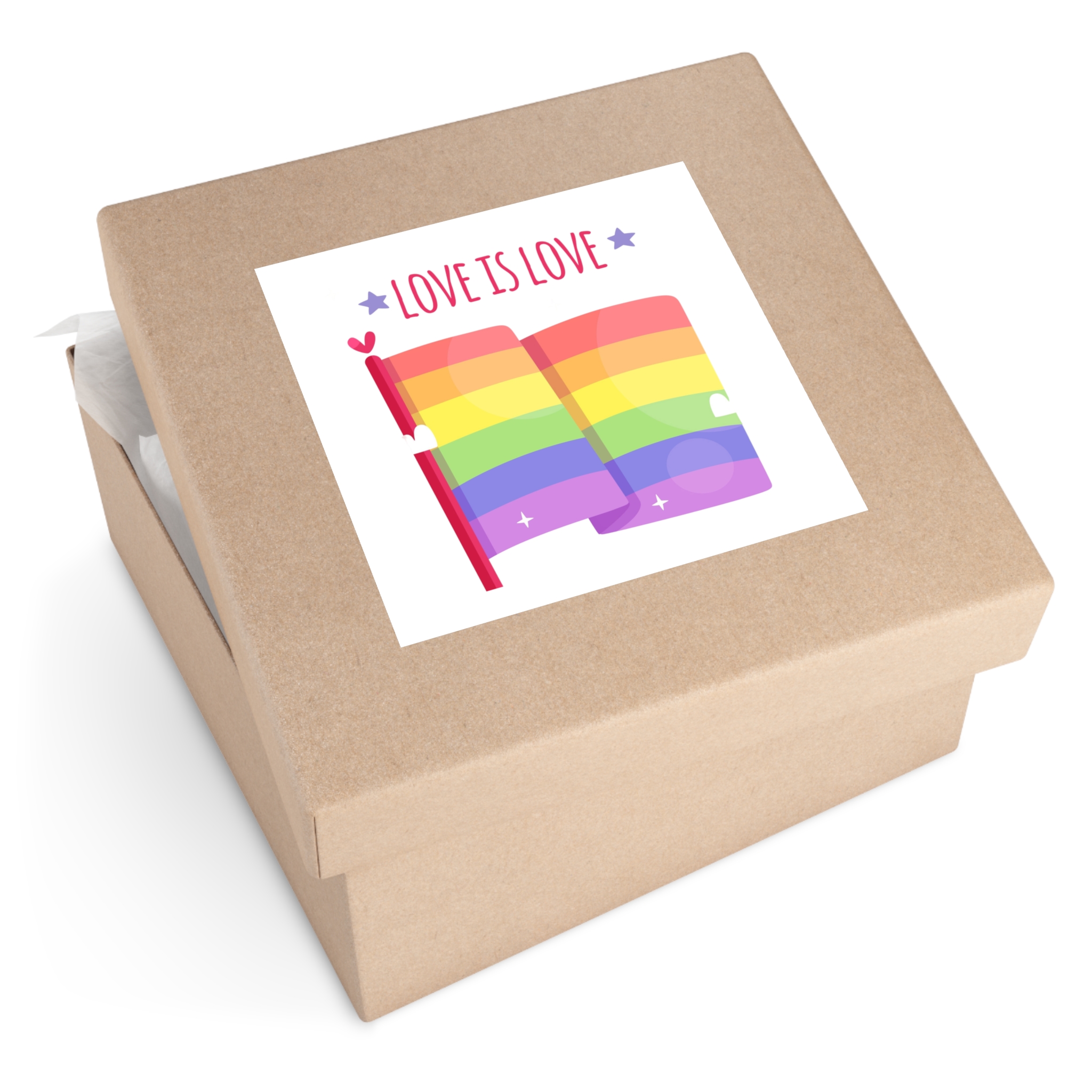 Pride Day Flag With Love Laminate Stickers Square - Image 51