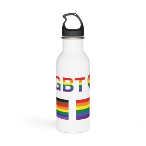 Lgbt Word Text Letter With Heart Rainbow Color Flag Isolated White Background Vector Illustrati Stainless Steel Water Bottle