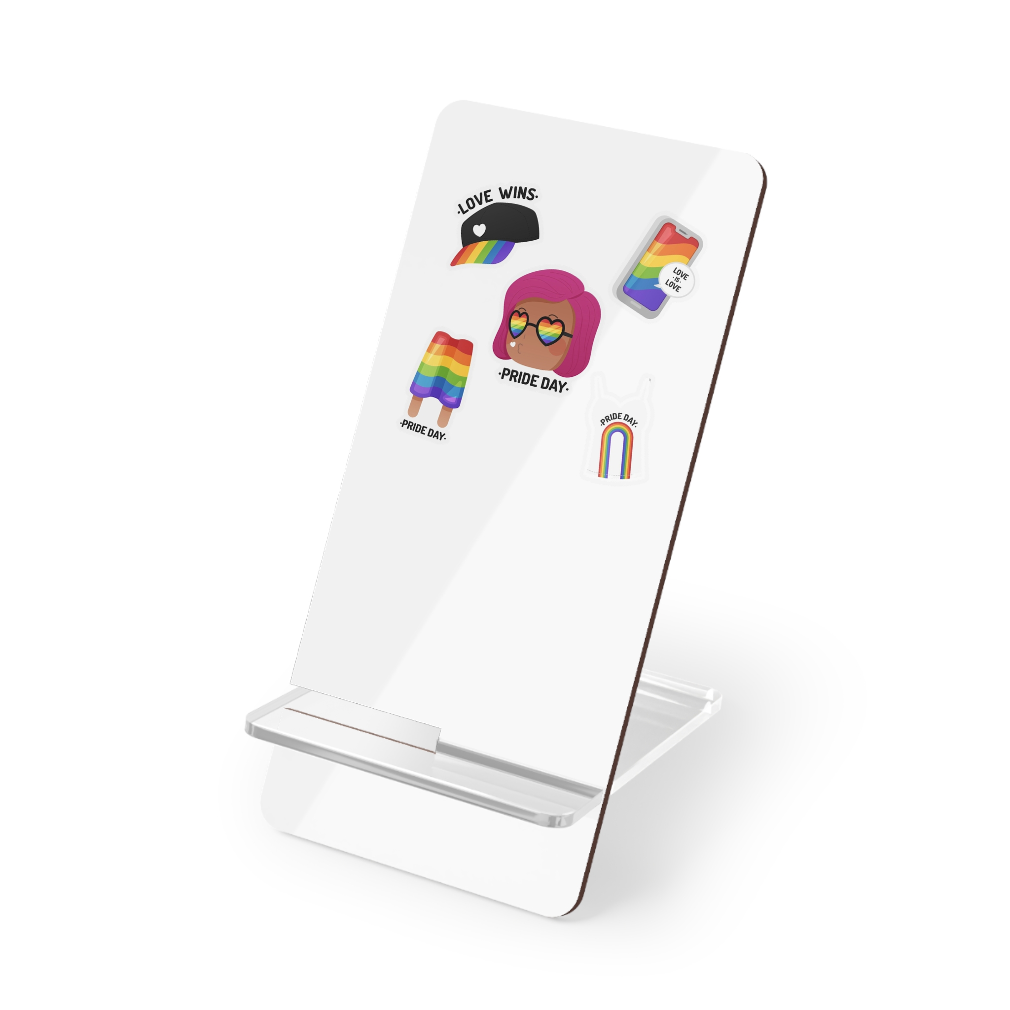 Flat Pride Day Badge Collection Mobile Display Stand For Smartphones