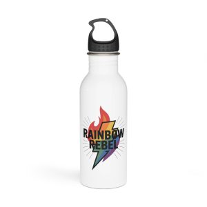 Rainbow Rebel T Shirt Design Isolated White Background 2 Stainless Steel Water Bottle