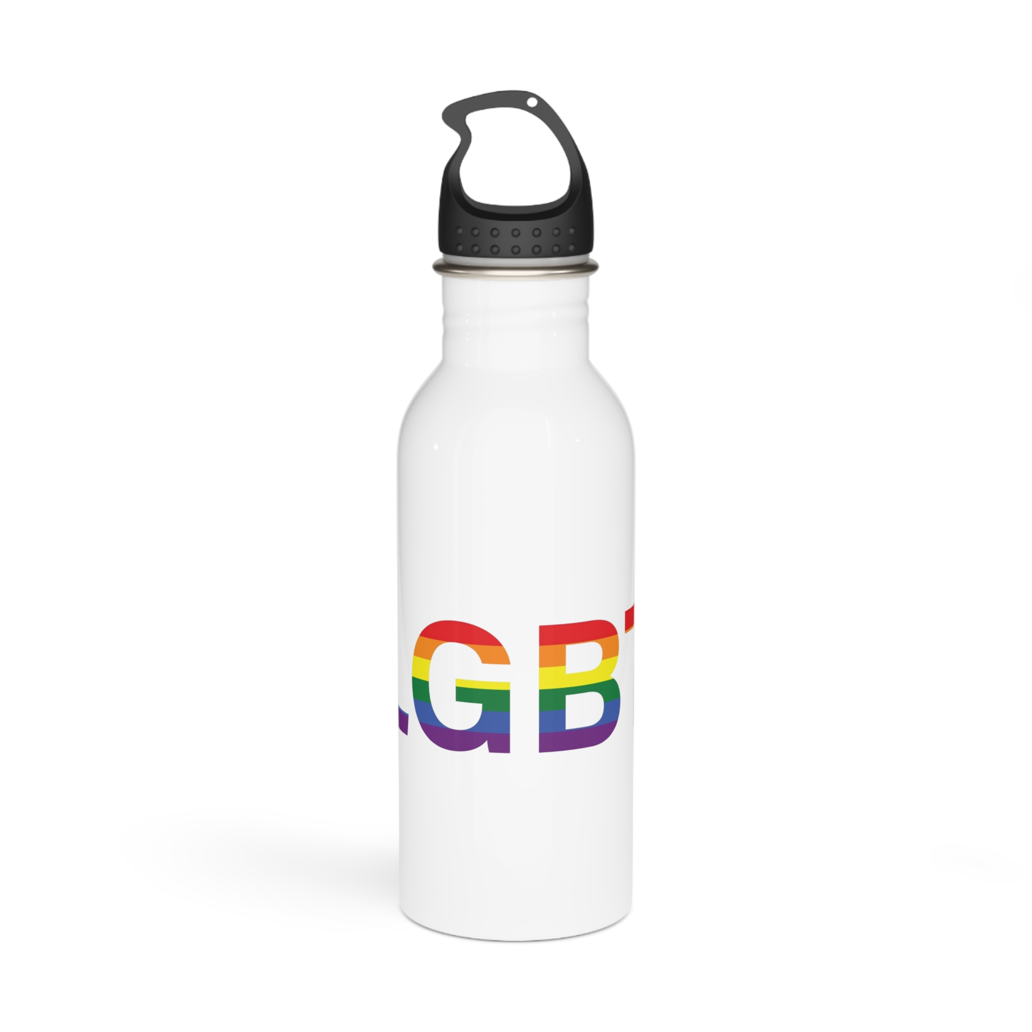 Lgbt Word Text Letter Rainbow Color Flag Isolated White Background Vector Illustration(1) Stainless Steel Water Bottle