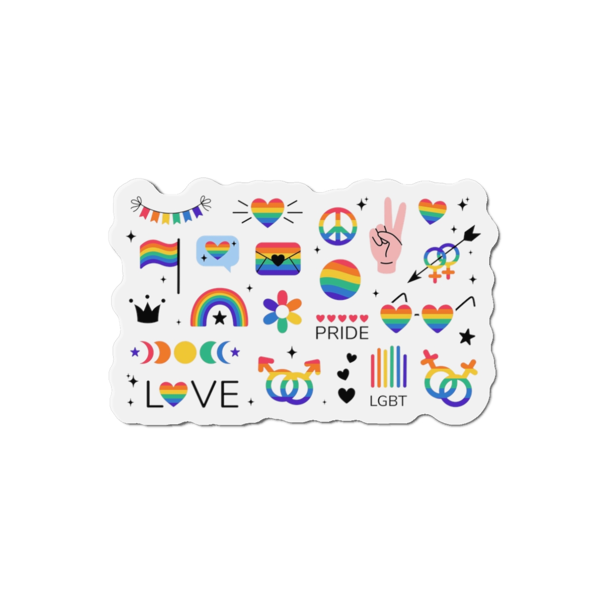 Lgbt Stickers Pack Doodle Style Lgbtq Set Lgbt Pride Community Symbols Rainbow Colored Element Die Cut Magnets - Image 4