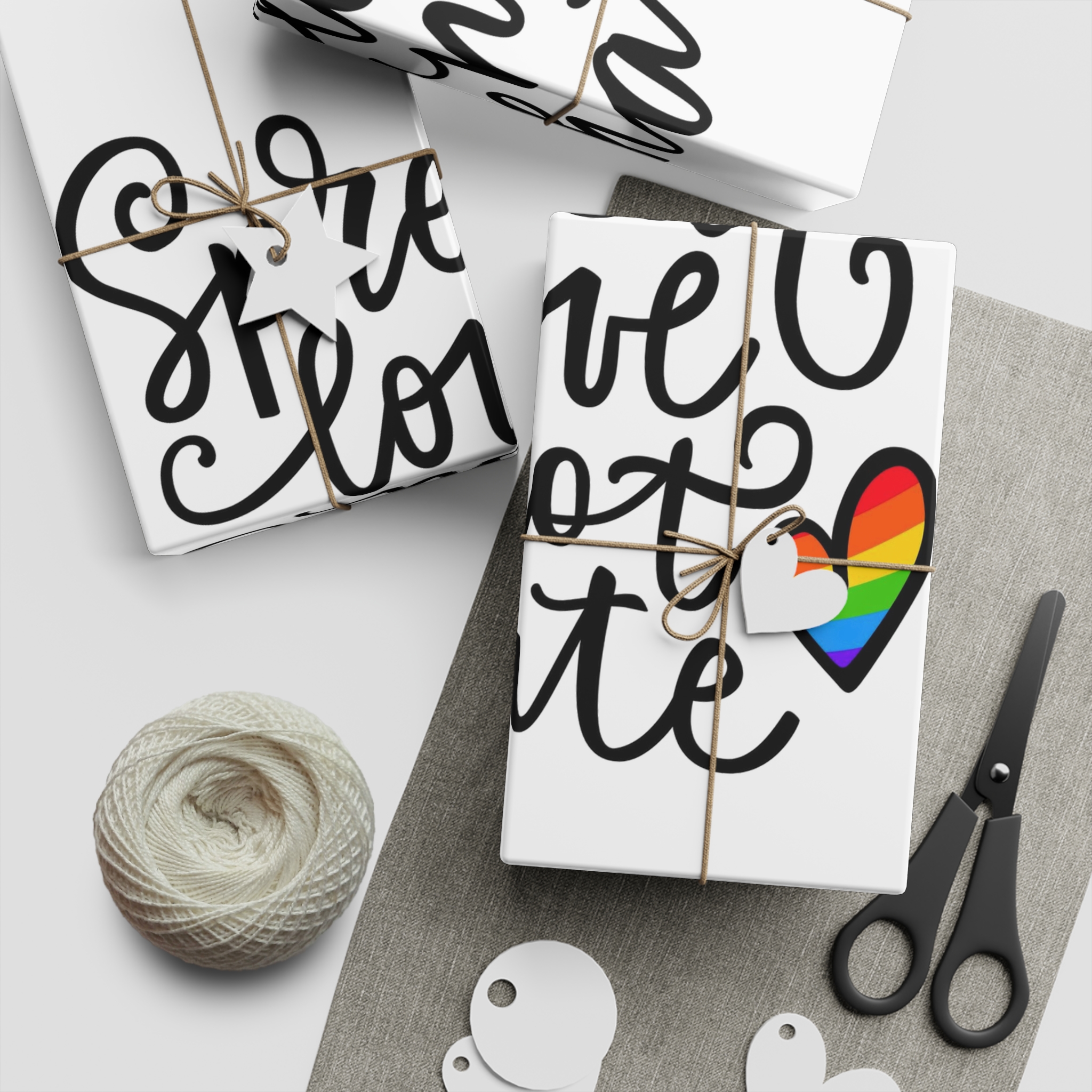 Lgbt Pride Gay Quote Rainbow Flag Heart Lgbtq Vector Quote Isolated White Background Lesbian Bisexual Transgender Concept Spread Love Hate Gift Wrapping Paper Sheets 1pc - Image 2