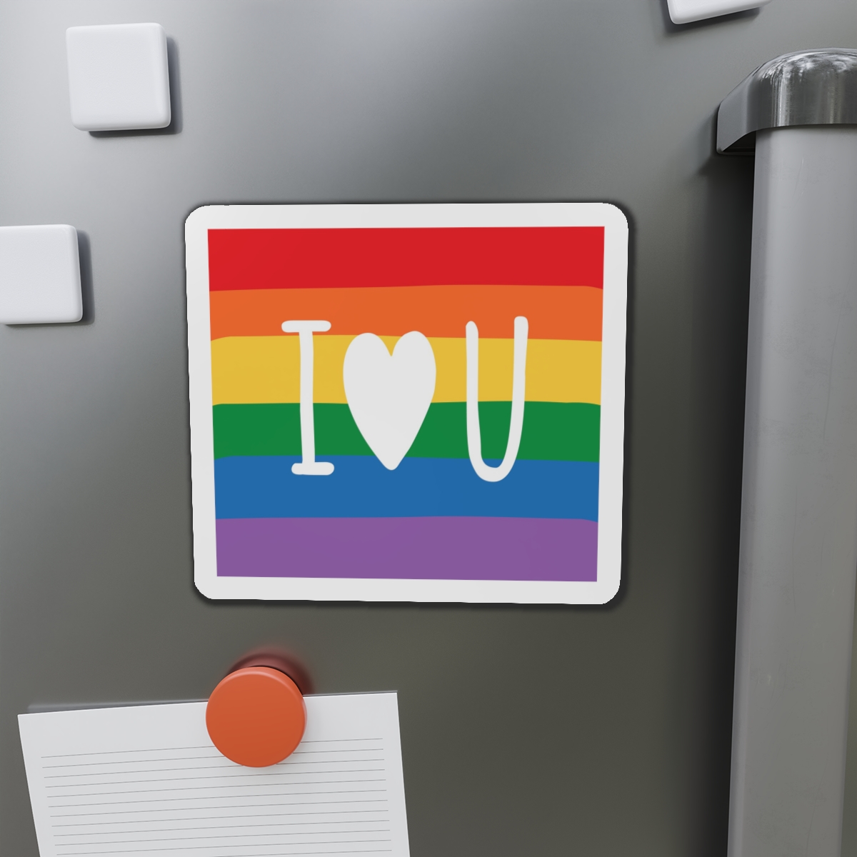 Vibrant Rainbow Flag With I Love You Heart Message Die Cut Magnets - Image 14