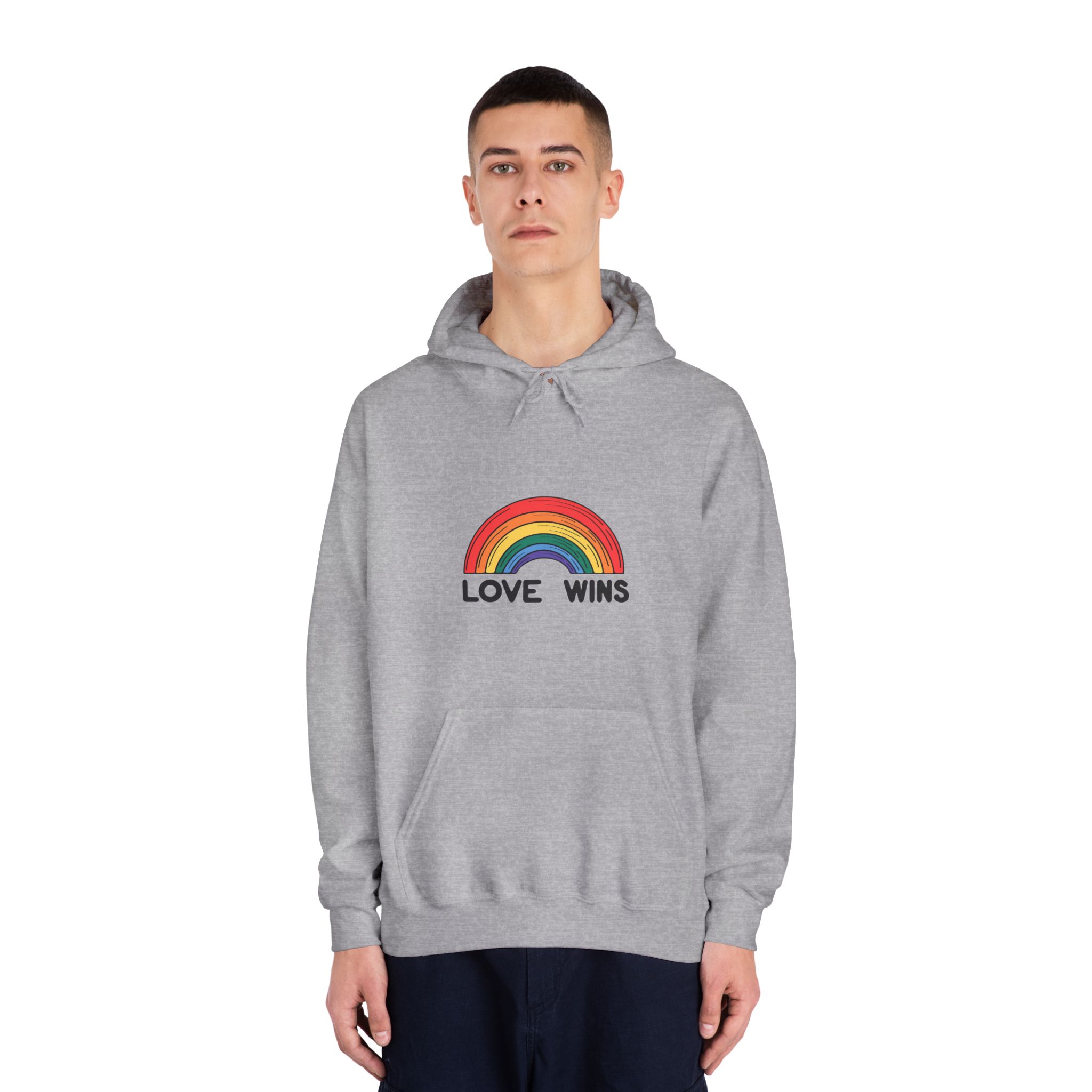 Love Wins Rainbow Pride Illustration Unisex Dryblend Hooded Sweatshirt - Image 15