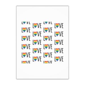 Seamless Pattern Lgbt Rainbow Love Text Gift Wrapping Paper Sheets 1pc