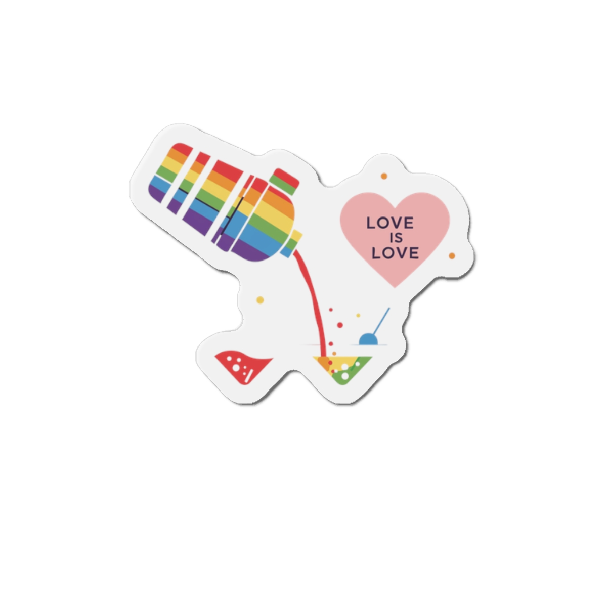 Rainbow Cocktail Shaker Pouring Drink With Heart Love Is Love Illustration Vector Die Cut Magnets