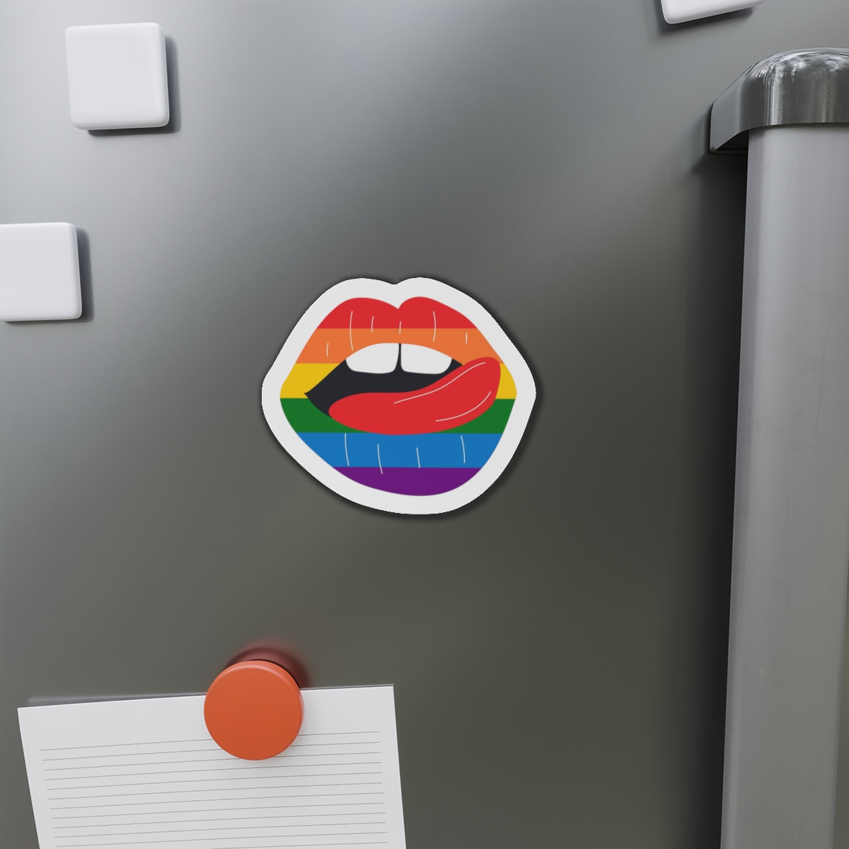 Beautiful Lips Kiss Trace With Lgbt Symbol Pride Flag Rainbow Colors Print Die Cut Magnets - Image 11