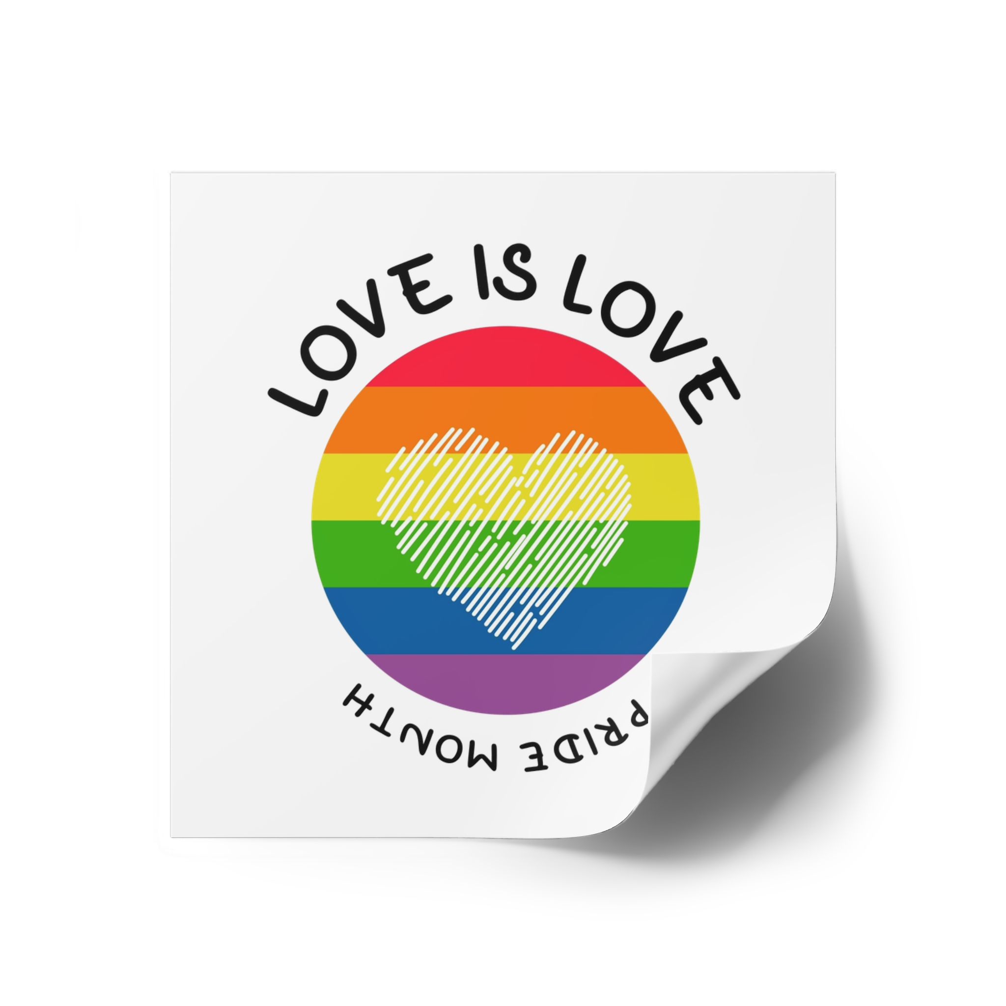 Lgbt Pride Month Love Is Love Lgbtq Symbol With Lgbt Pride Round Rainbow Flag With Heart Gay Pride Laminate Stickers Square - Image 18