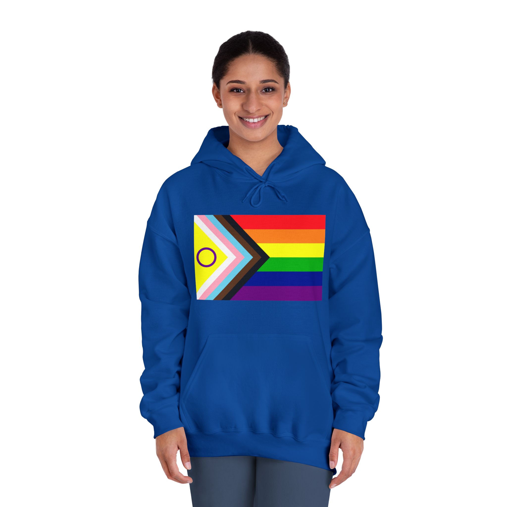 Lgbtq Pride Flag New Lgbtq Pride Flag Vector Updated Intersex Inclusive Progress Pride Flag Unisex Dryblend Hooded Sweatshirt - Image 28