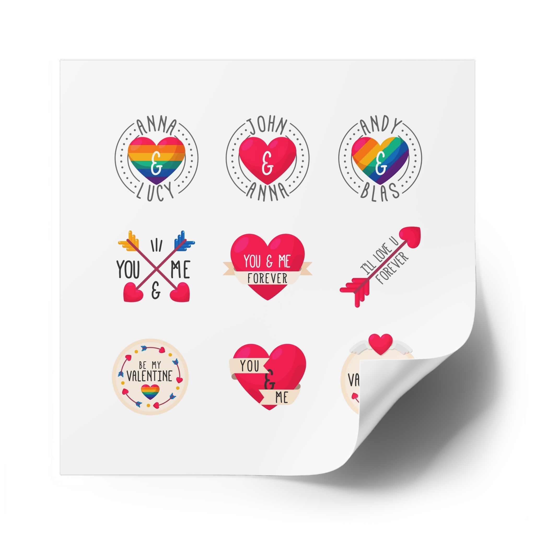 Lgbt Valentine S Day Label Collection Laminate Stickers Square - Image 78