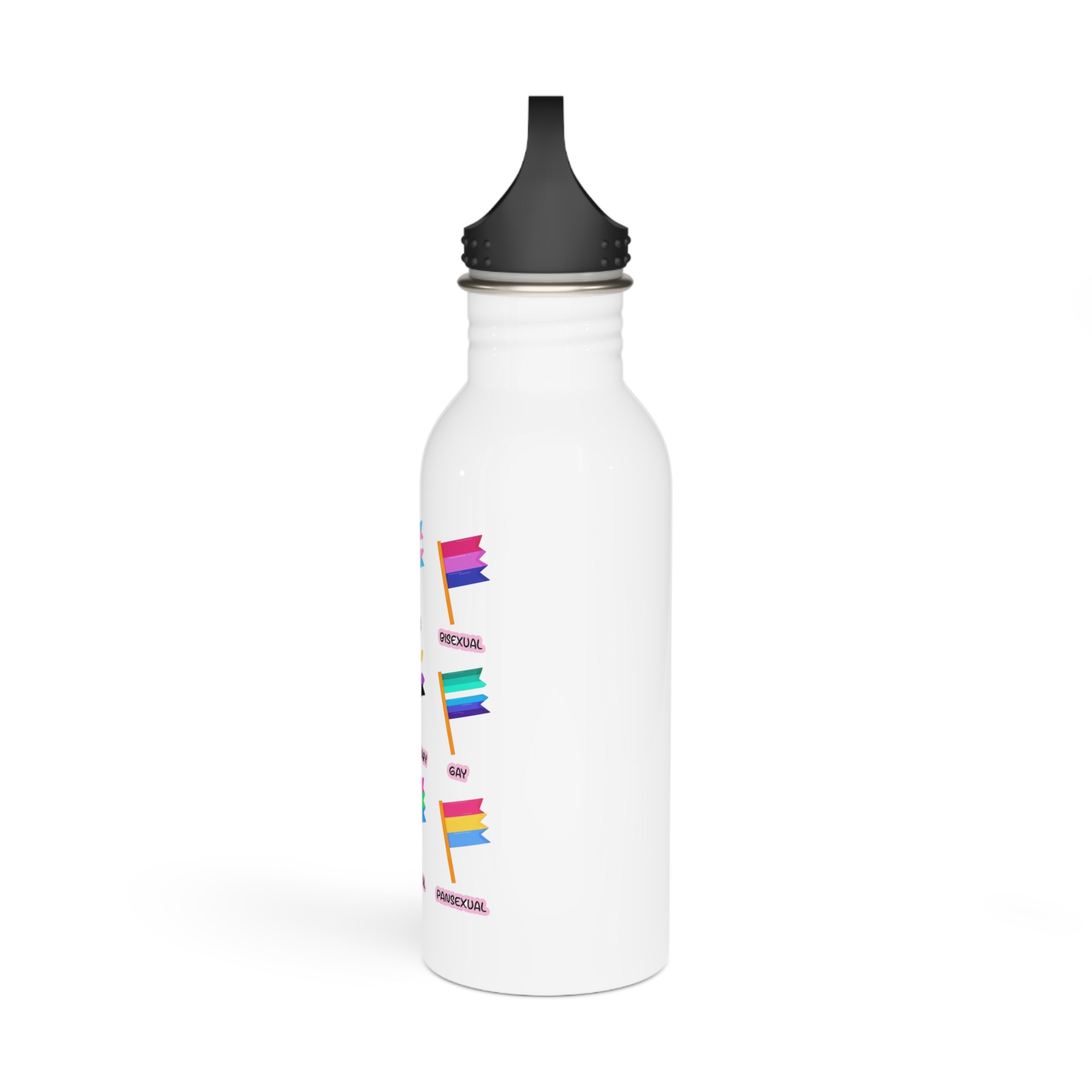 Cute Hand Drawn Set Lgbtq Pride Flags With Names Lgbtq Trans Bisexual Lesbian Nonbinary Asexual Stainless Steel Water Bottle - Image 4