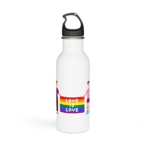 Two Gays Holding Rainbow Flag Stainless Steel Water Bottle