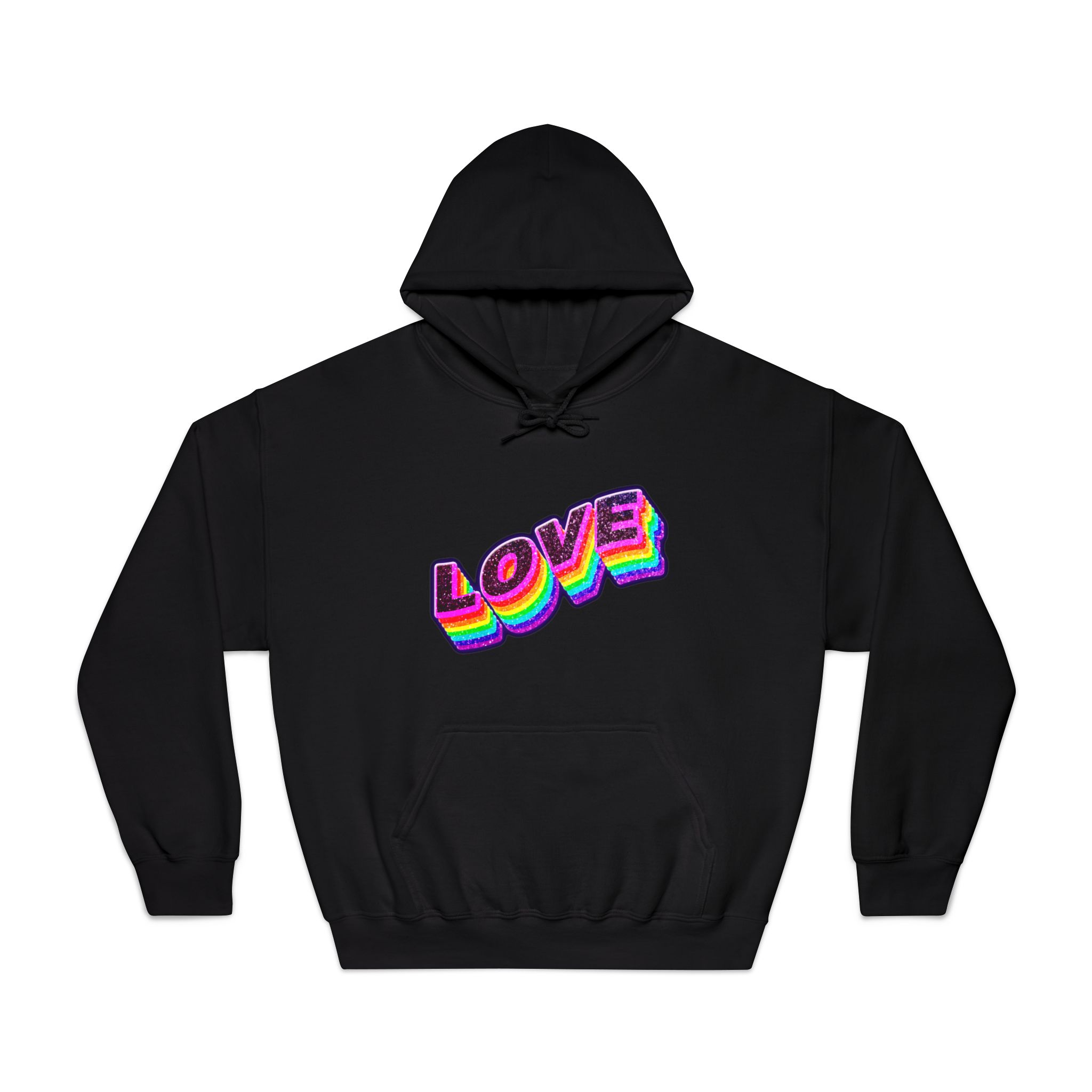 Love Png Word Rainbow Typography Unisex Dryblend Hooded Sweatshirt - Image 9