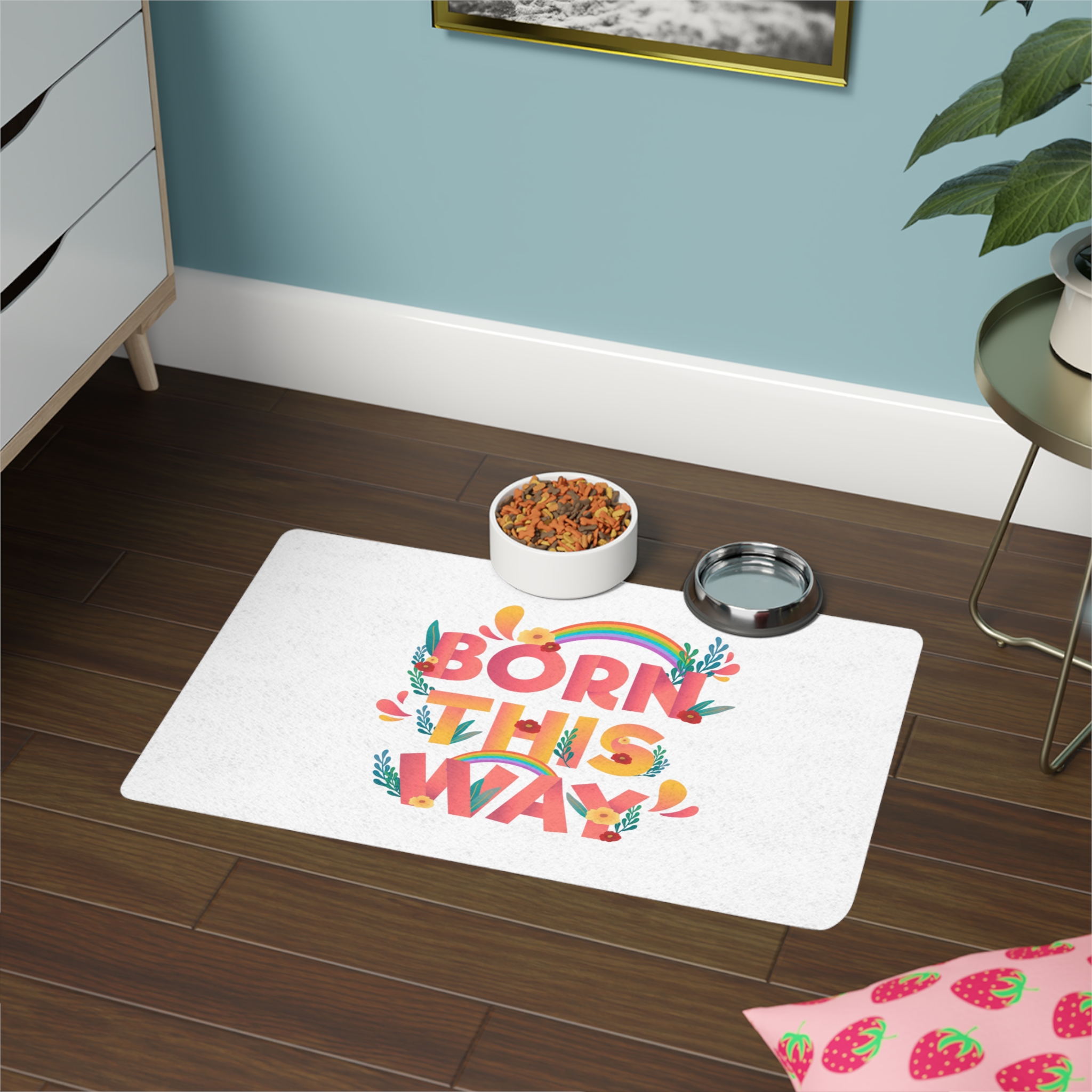 Pride Day Positive Lettering Design Pet Food Mat 12x18 - Image 4