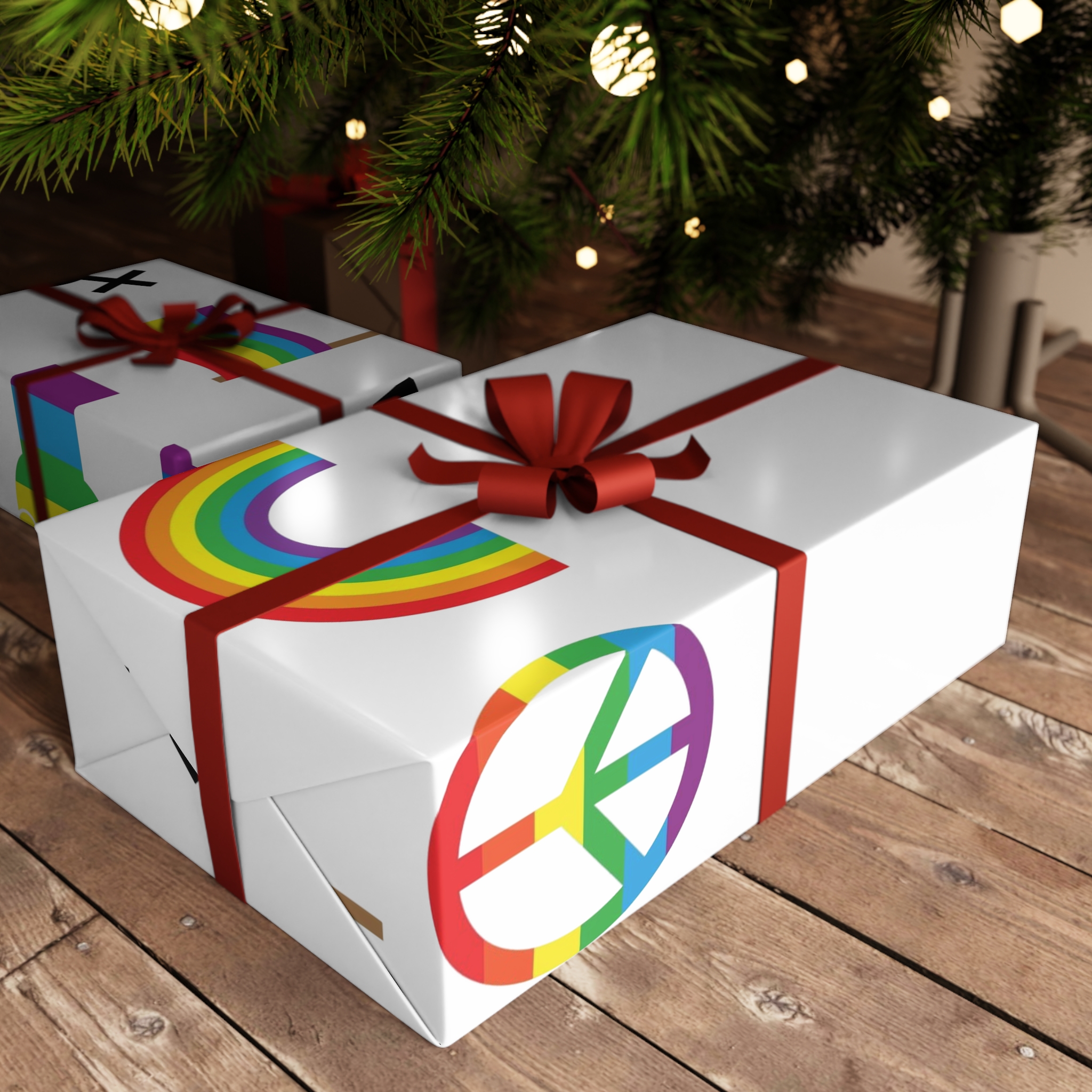 Set Flat Lgbt Homosexual Rainbow Flag Icon Symbols Gift Wrapping Paper Sheets 1pc - Image 3