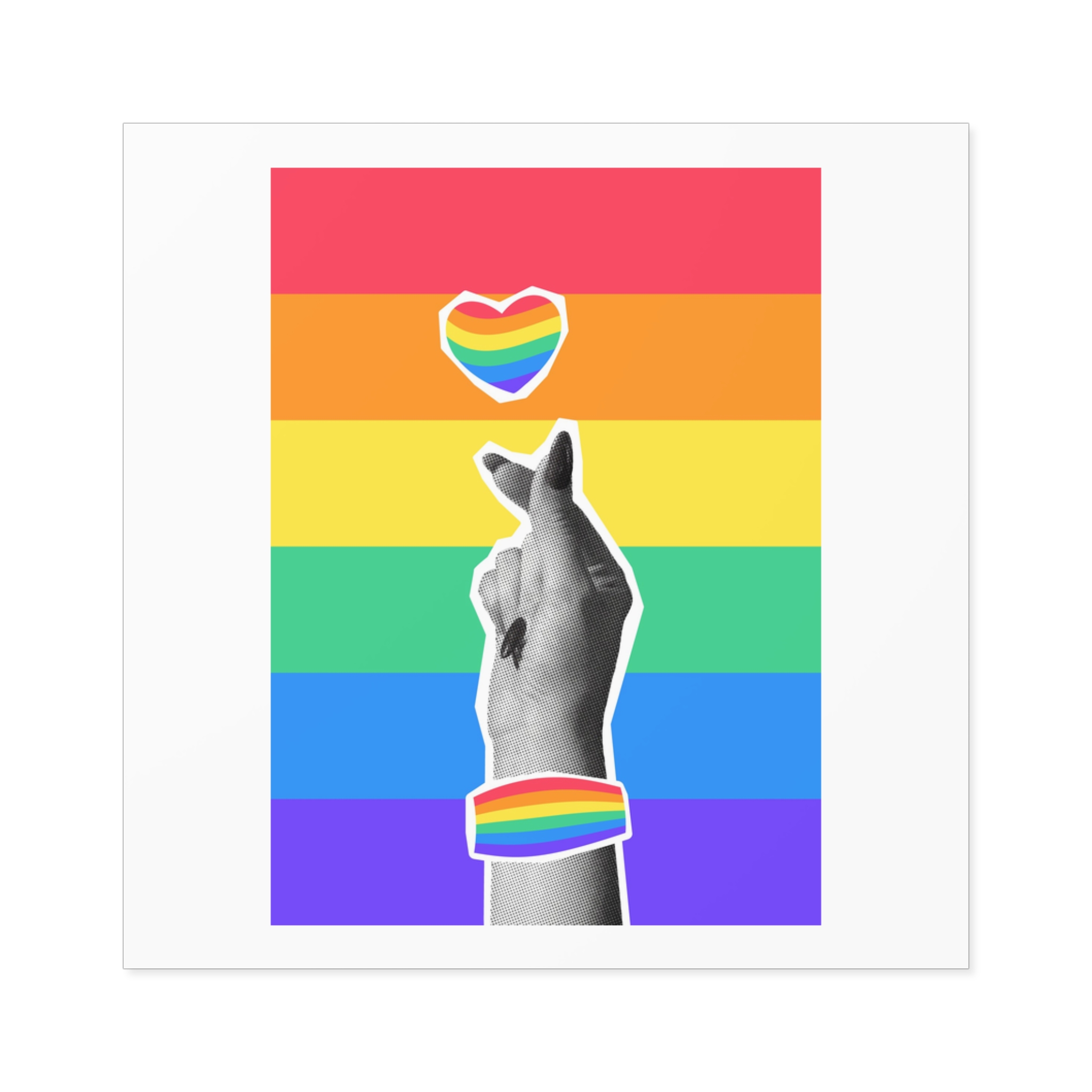 Lgbtq Trendy Retro Collage Halftone Hands Laminate Stickers Square - Image 25