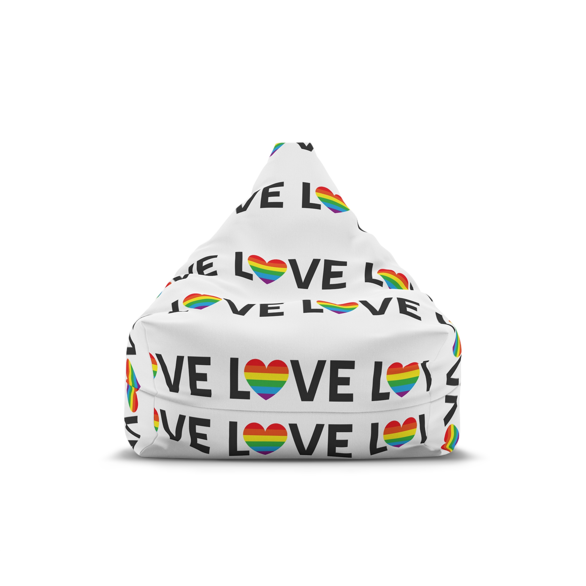 Vector Lgbt Rainbow Flag Love Heart Lettering Bean Bag Chair Cover